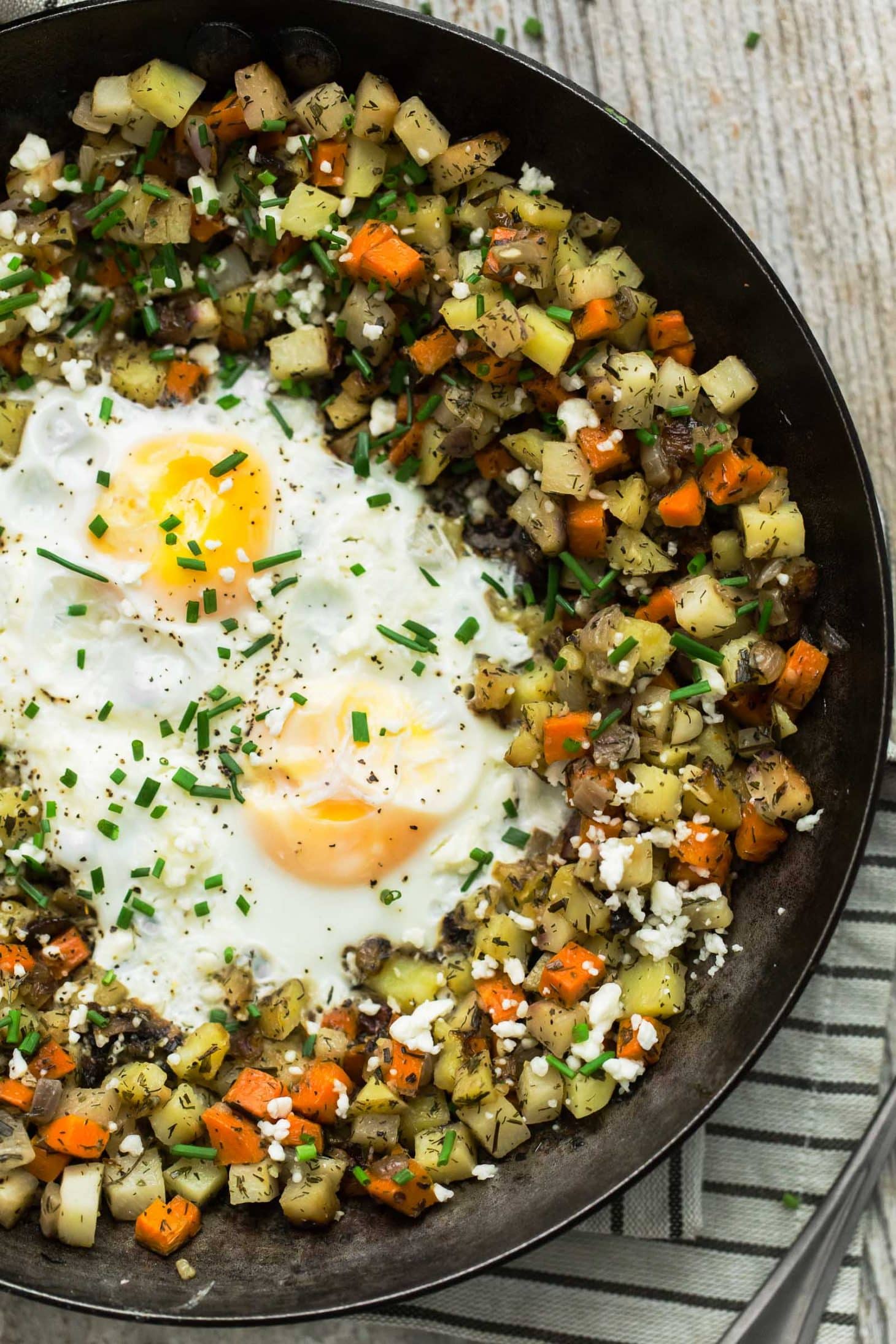 Root Vegetable Hash Egg Skillet