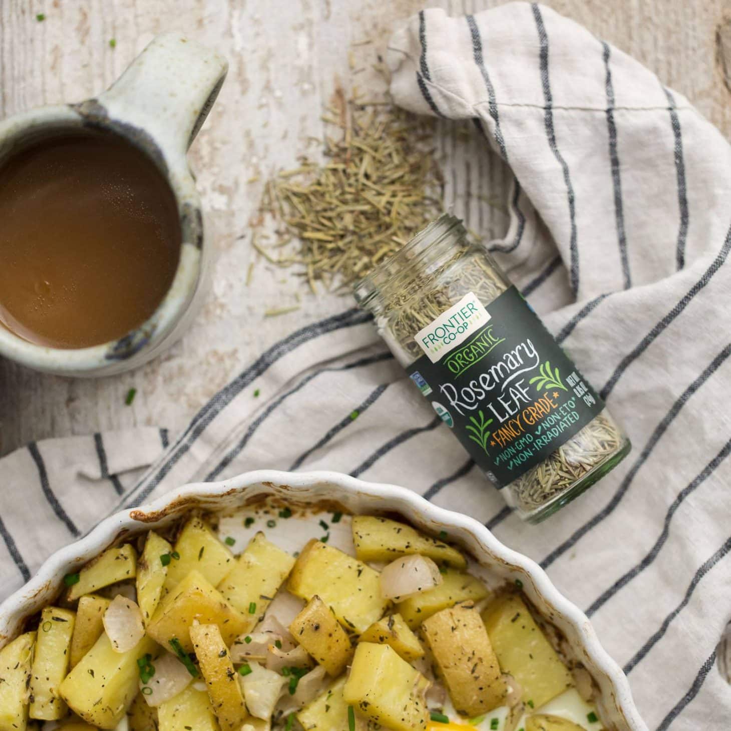 Rosemary Potato Egg Bake featuring Frontier Co-op Rosemary | @naturallyella