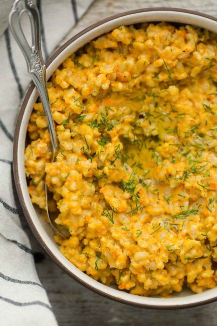 Baked Barley Risotto with Carrots and Mascarpone Cheese | @naturallyella