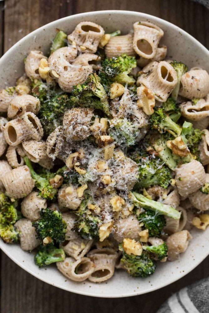 Roasted Broccoli Pasta with Roasted Garlic Goat Cheese Sauce ...