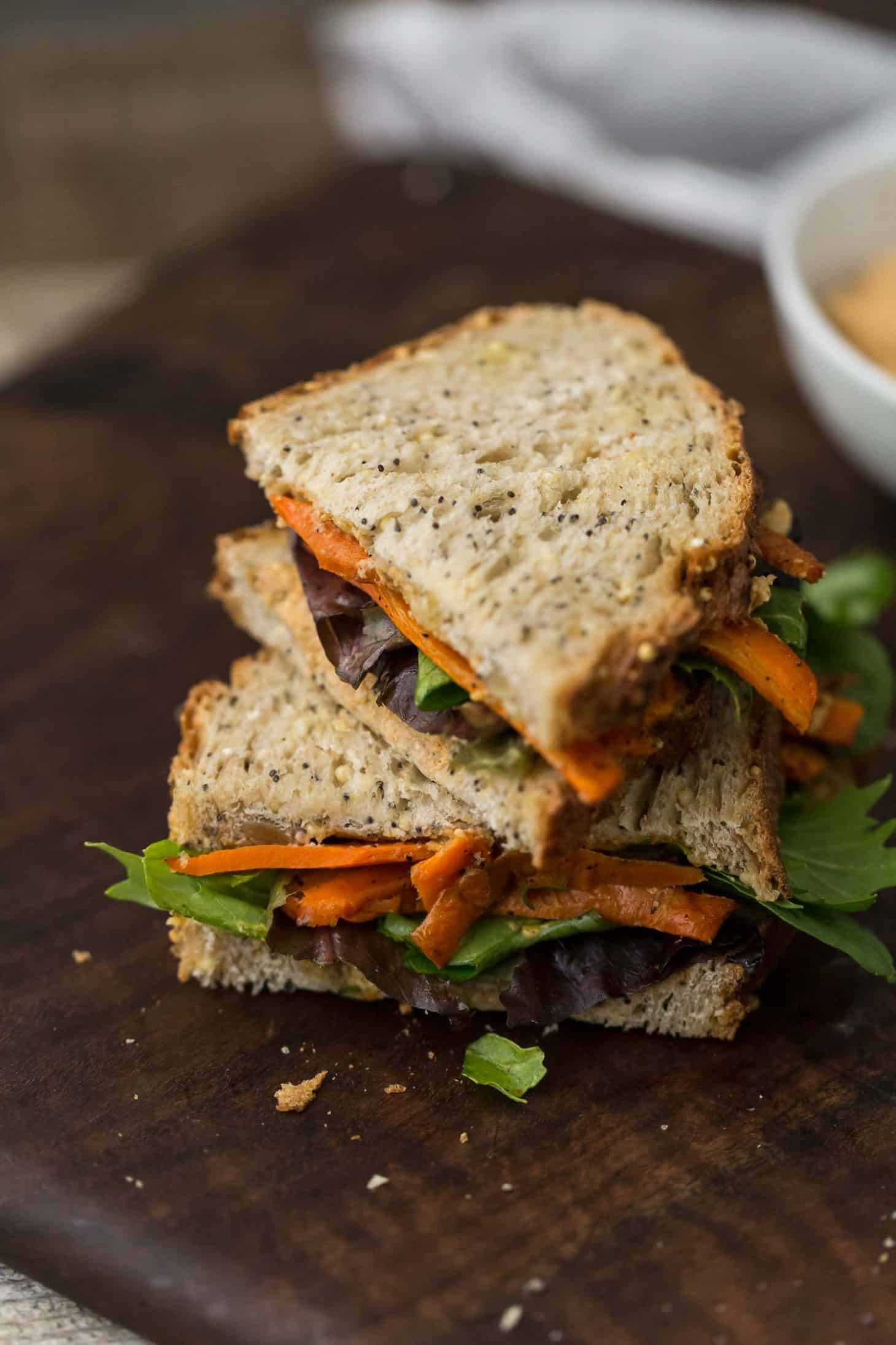 Roasted Carrot Sandwich with Sunflower Cream