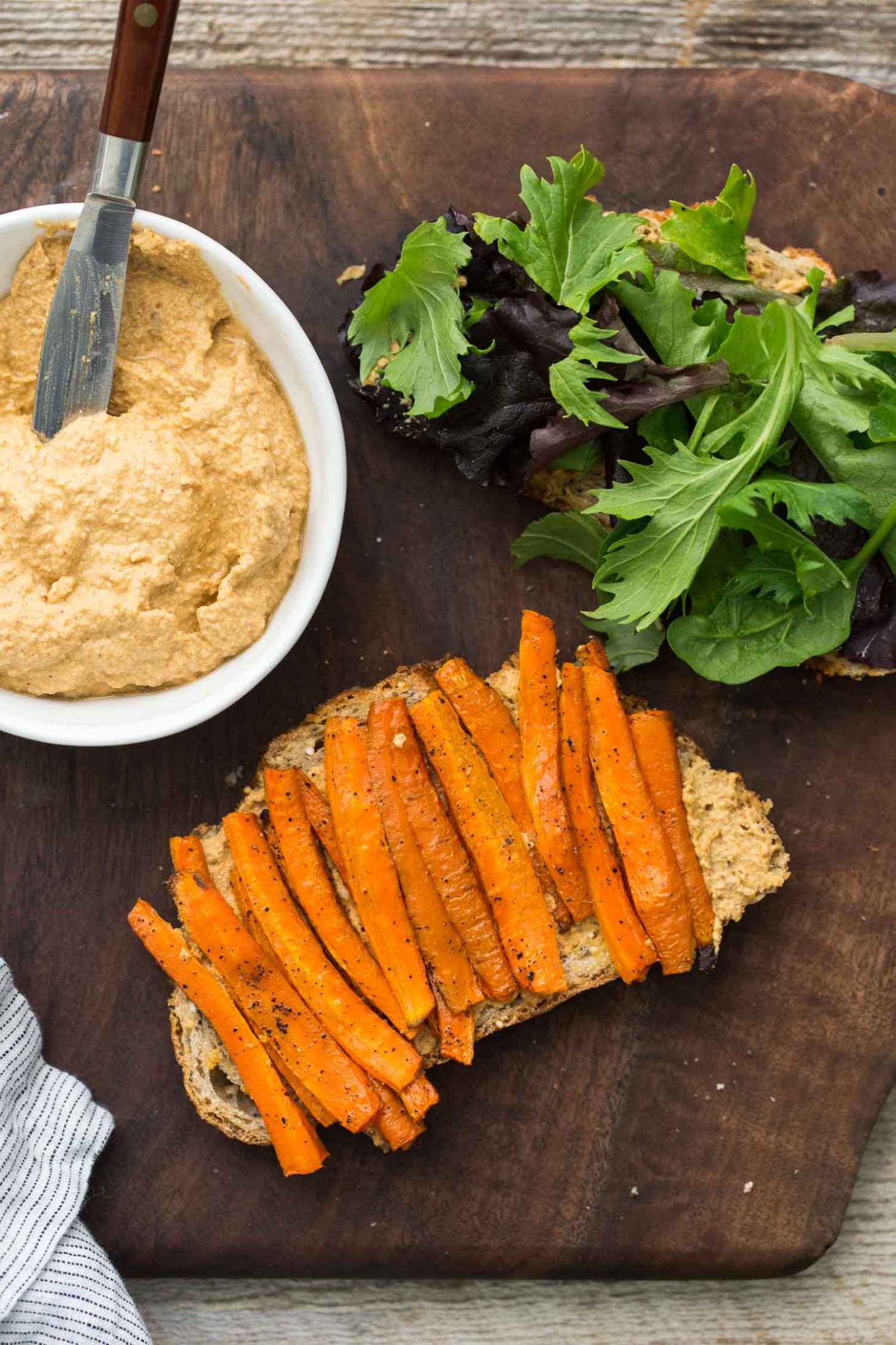 Roasted Carrot Sandwich with Smoked Paprika Sunflower Cream | @naturallyella