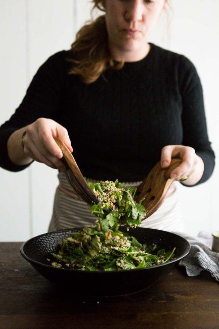 Spinach Halloumi Salad with Herbed Hemp Dressing | @naturallyella