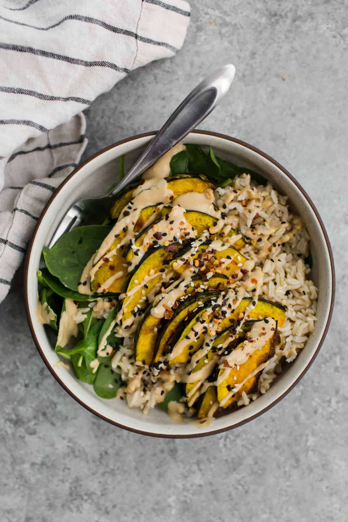 Sesame Kabocha Squash Bowls with Tahini Sauce