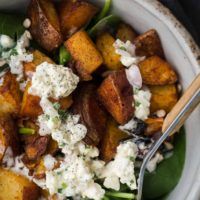 Smoked Paprika Potato Spinach Salad with Homemade Blue Cheese Dressing