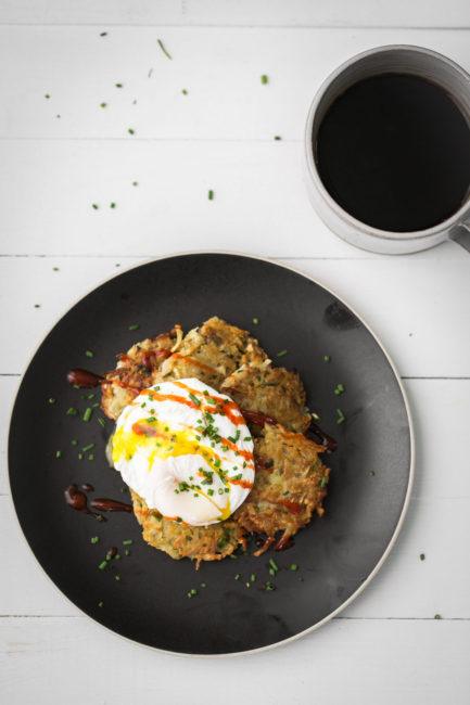 Parsnip and Sunchoke Latke with Poached Eggs | Naturally Ella