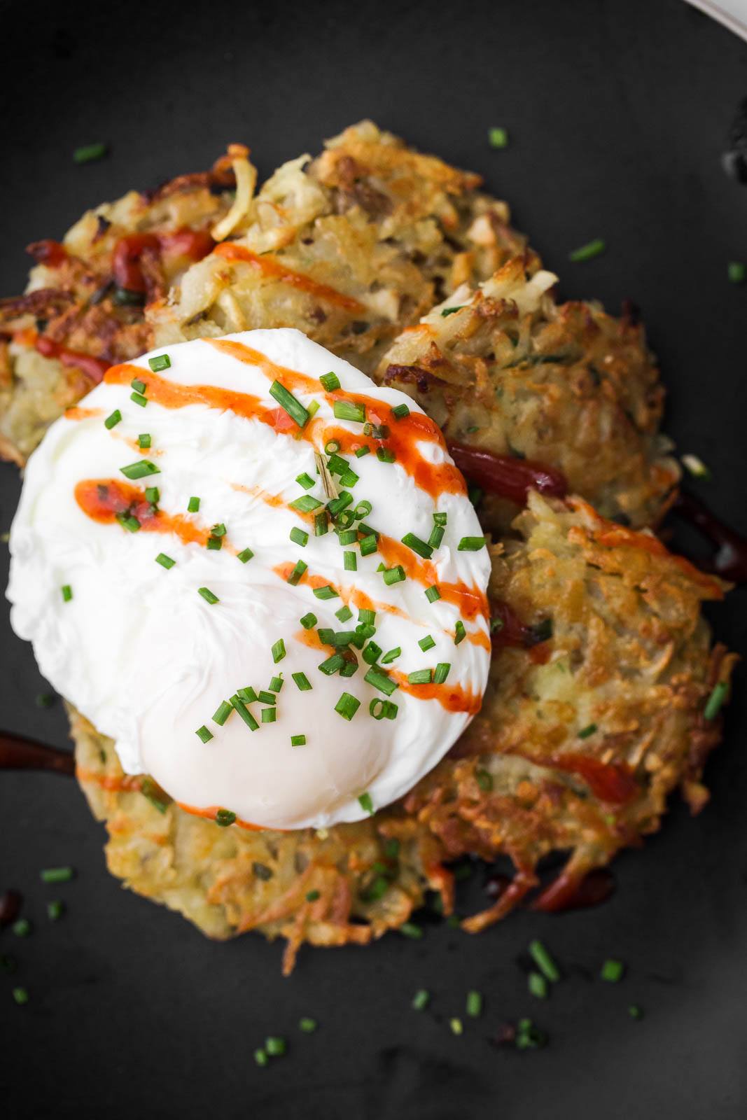 Sunchoke Latkes with Poached Egg