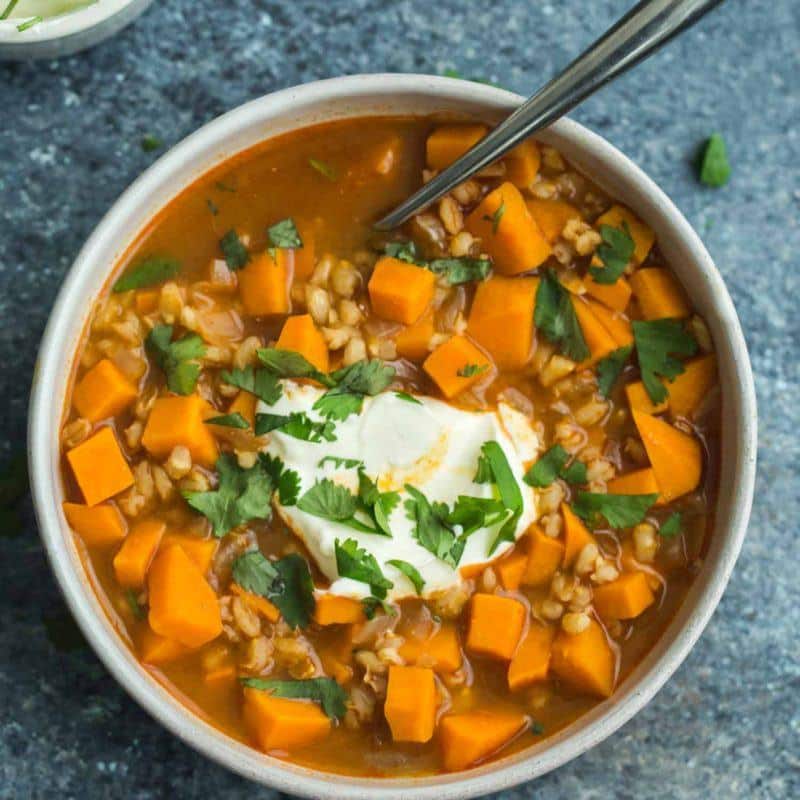 Slow Cooker Barley Stew with Sweet Potatoes | Naturally Ella