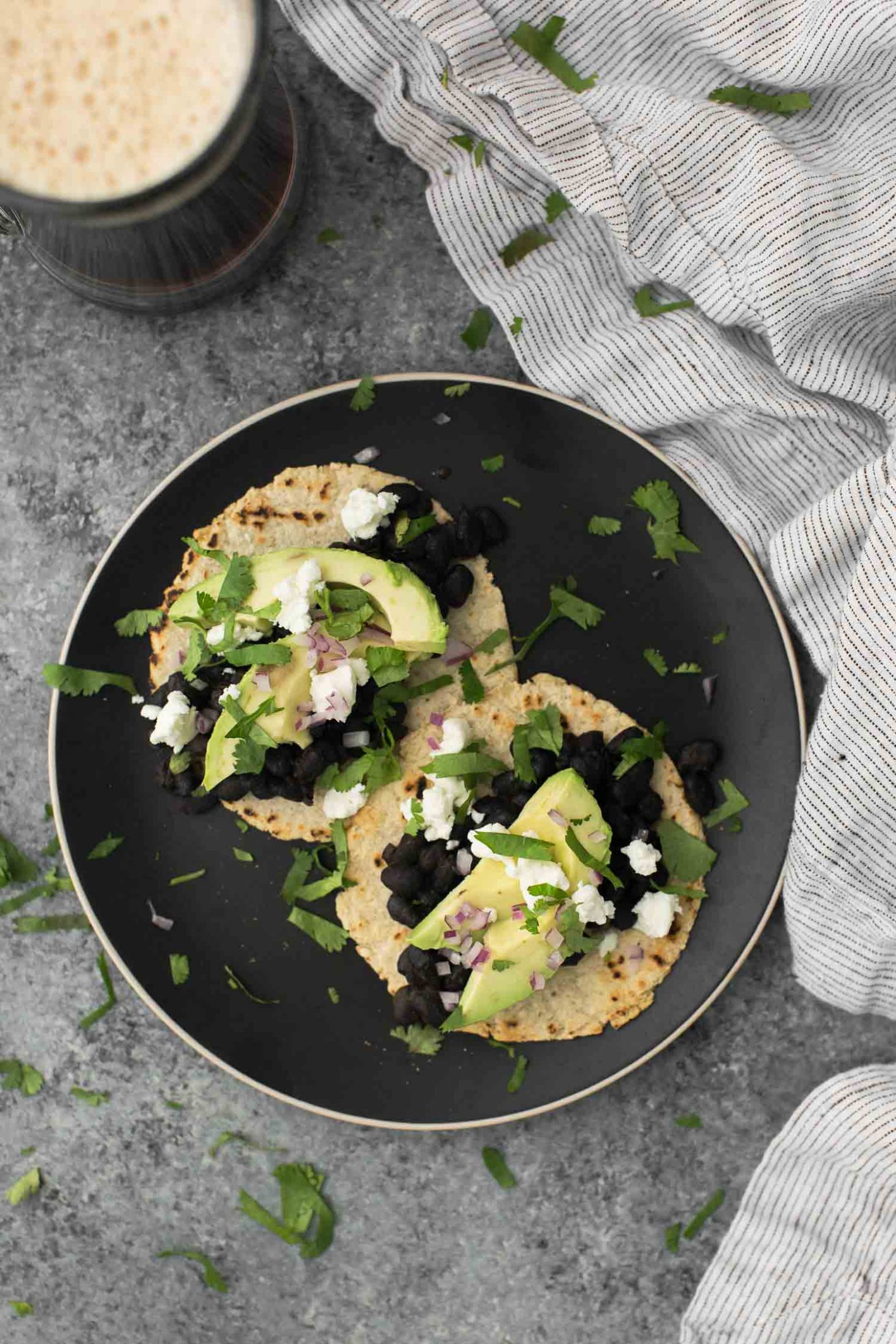 Black Bean Tacos with Avocado and Goat Cheese