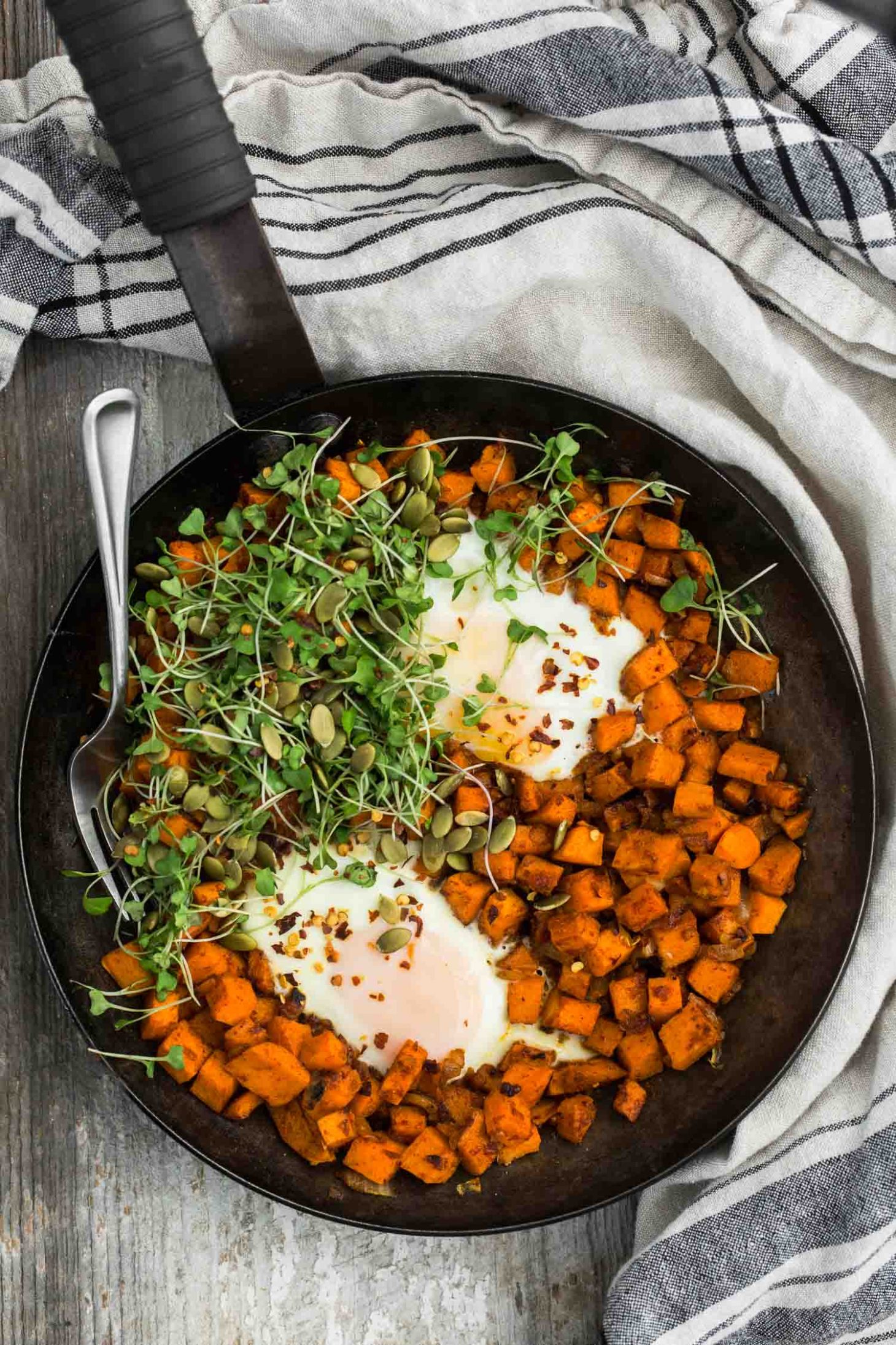 Sweet Potato Hash Egg Skillet | @naturallyella