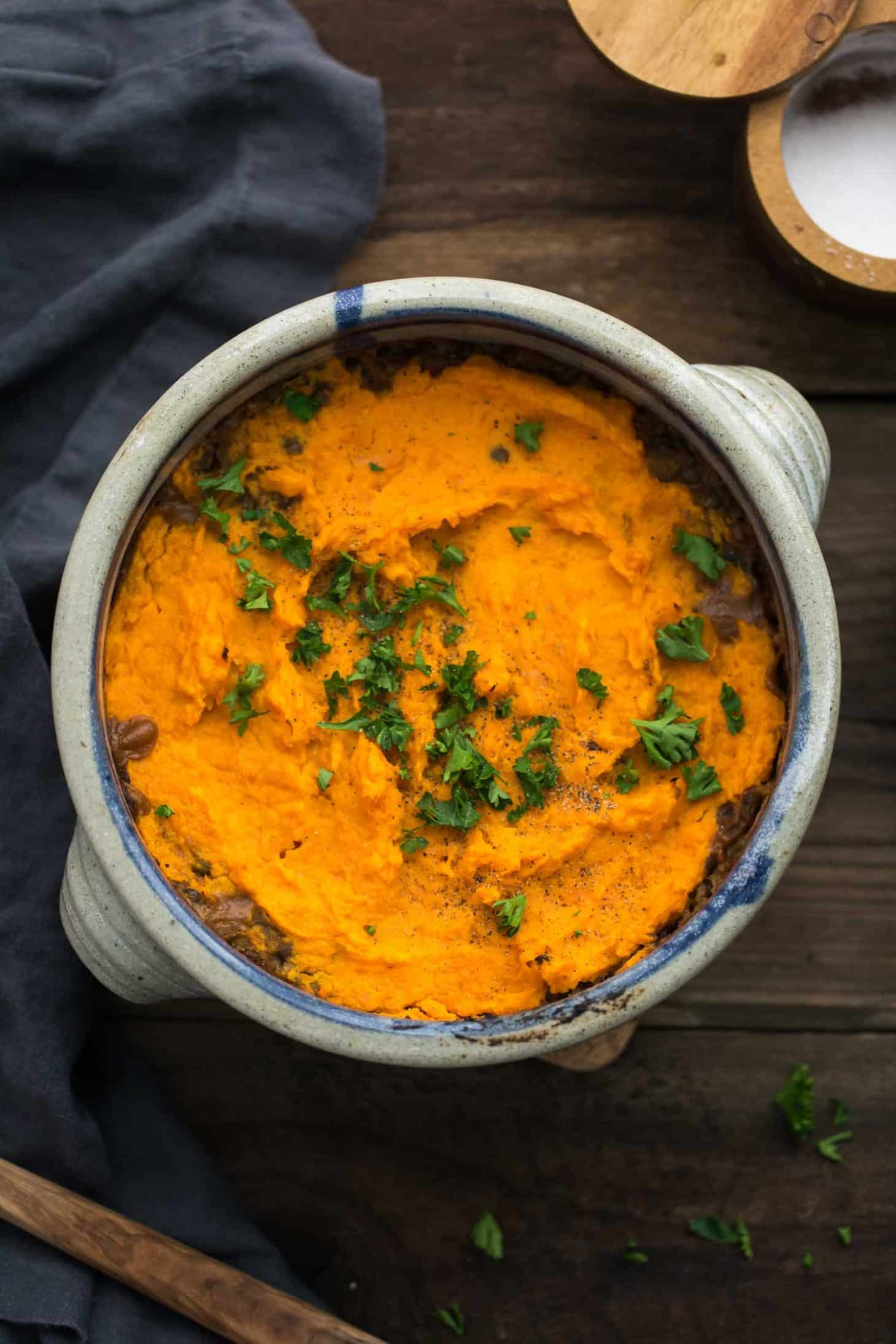 Lentil Shepherd's Pie with Sweet Potatoes | @naturallyella