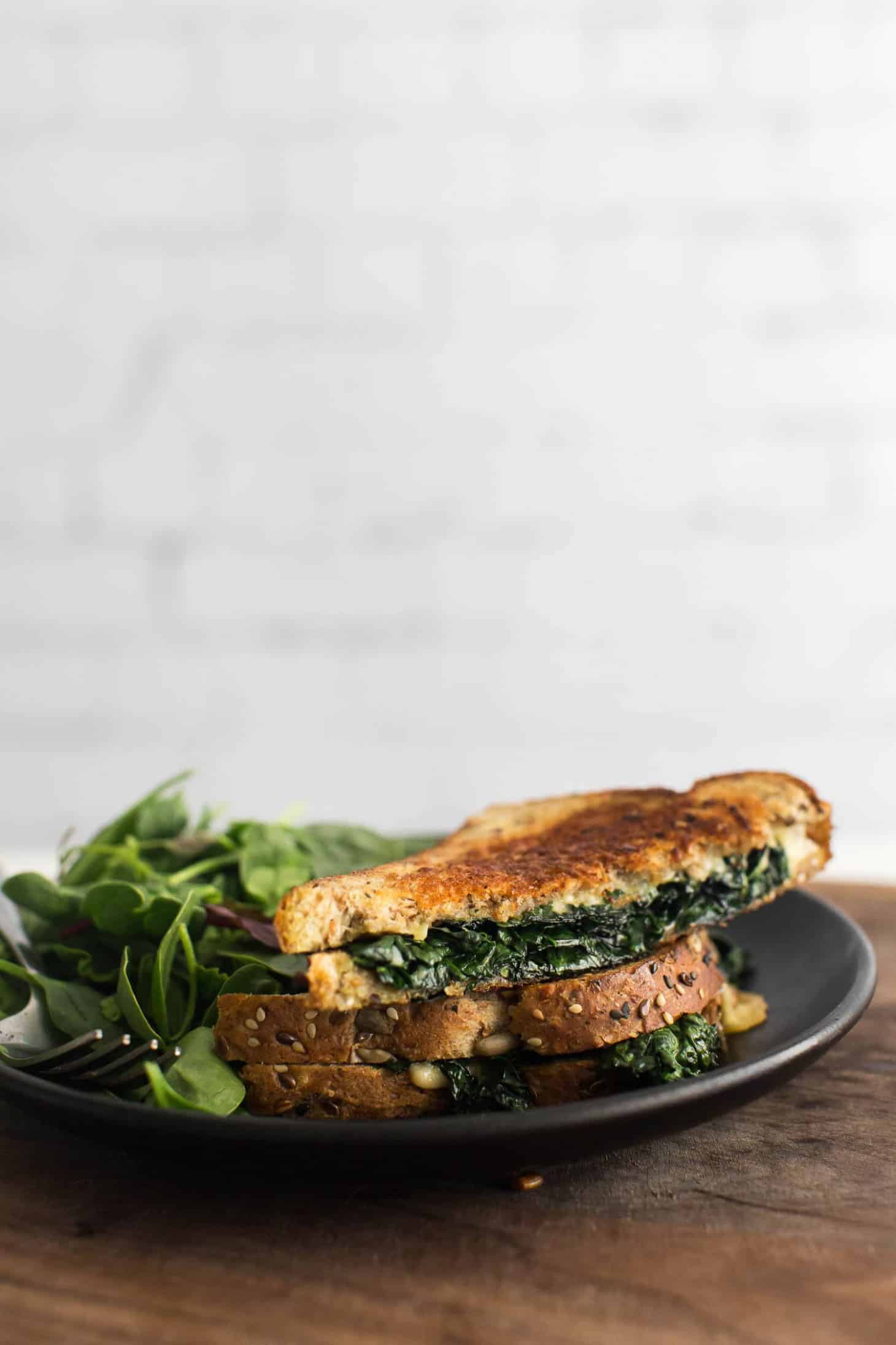 Garlicky Kale Grilled Cheese with Gouda | Naturally Ella