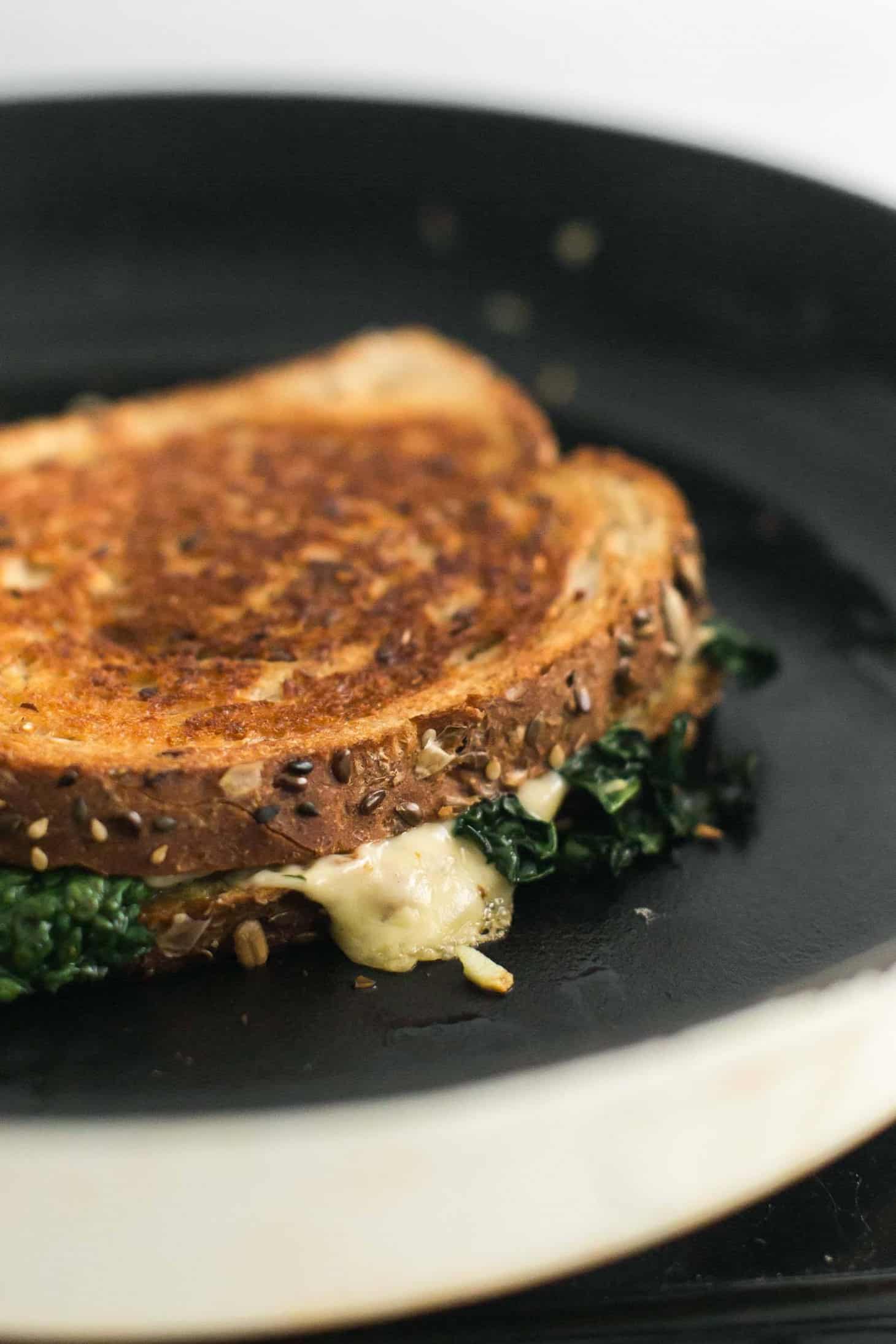 Gouda Grilled Cheese with Garlicky Kale
