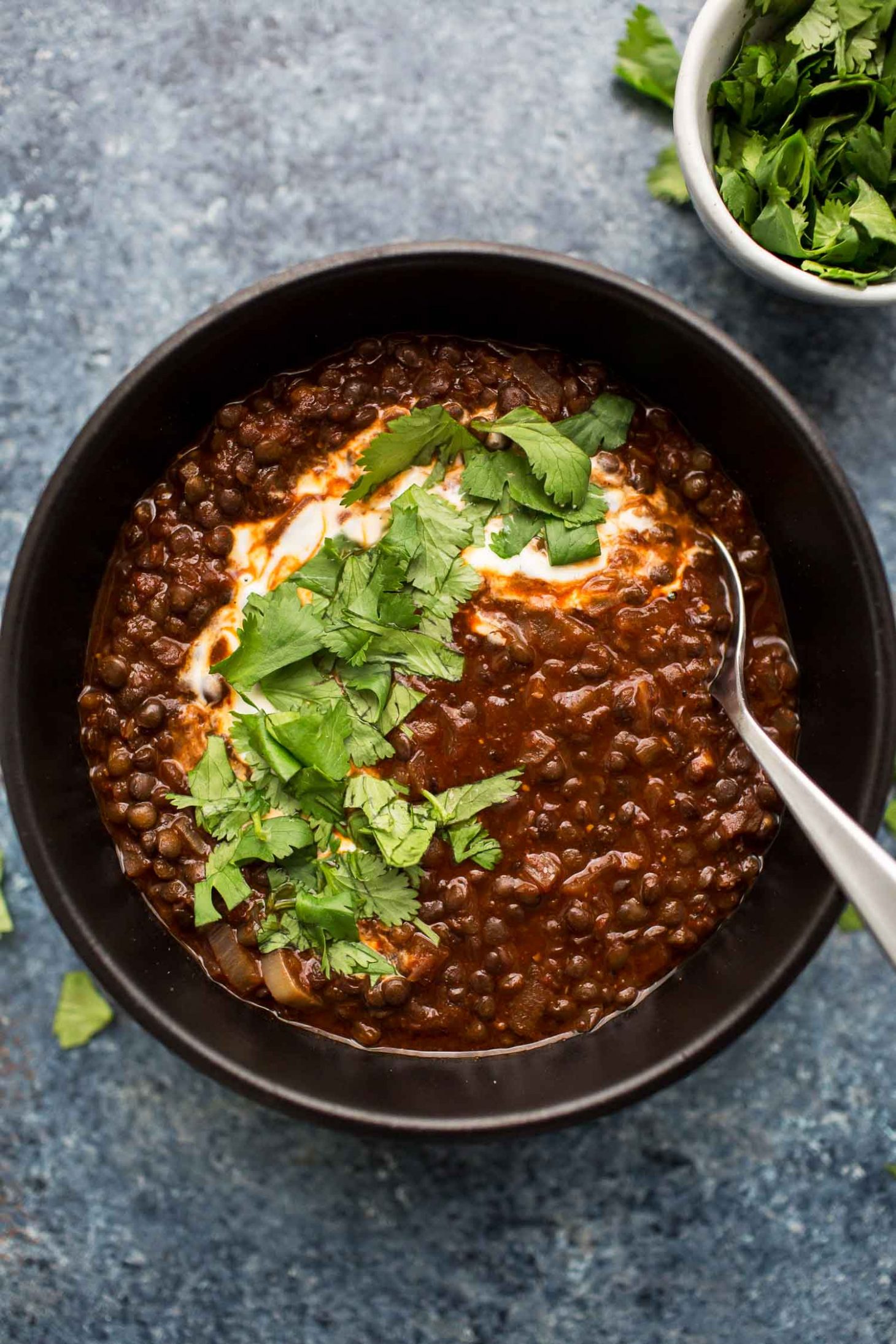 Berbere Black Lentil Stew with Yogurt and Cilantro | Naturally Ella