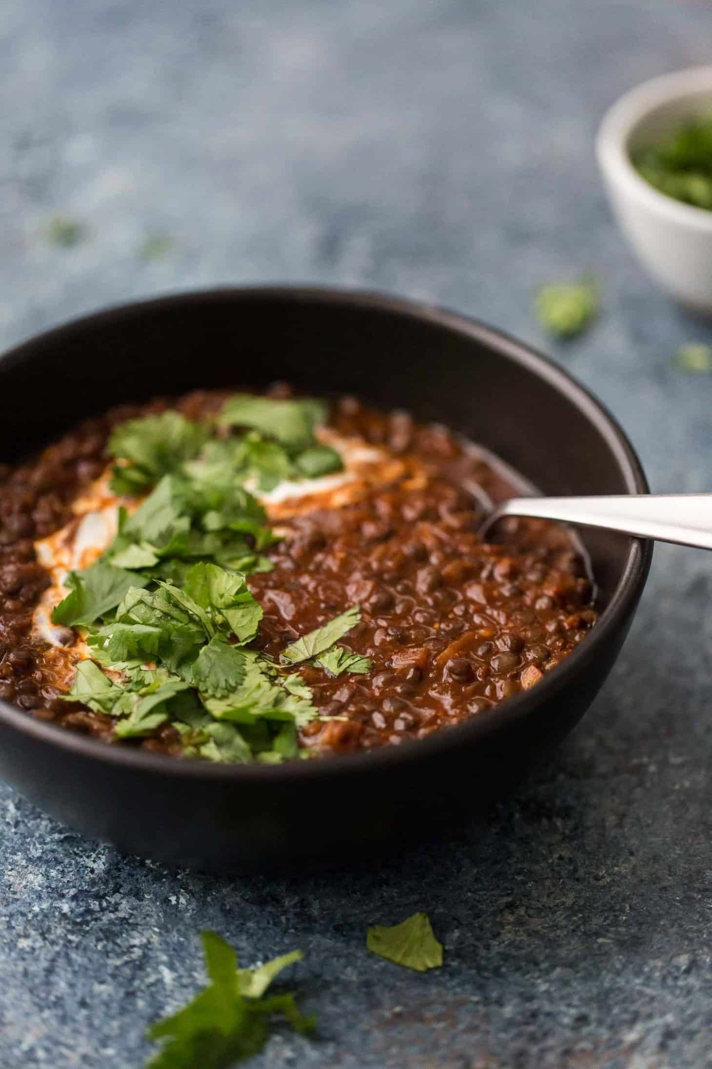 Berbere Black Lentil Stew made with Black Lentils