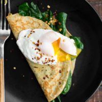 Garlicky Spinach Cornmeal Crepes