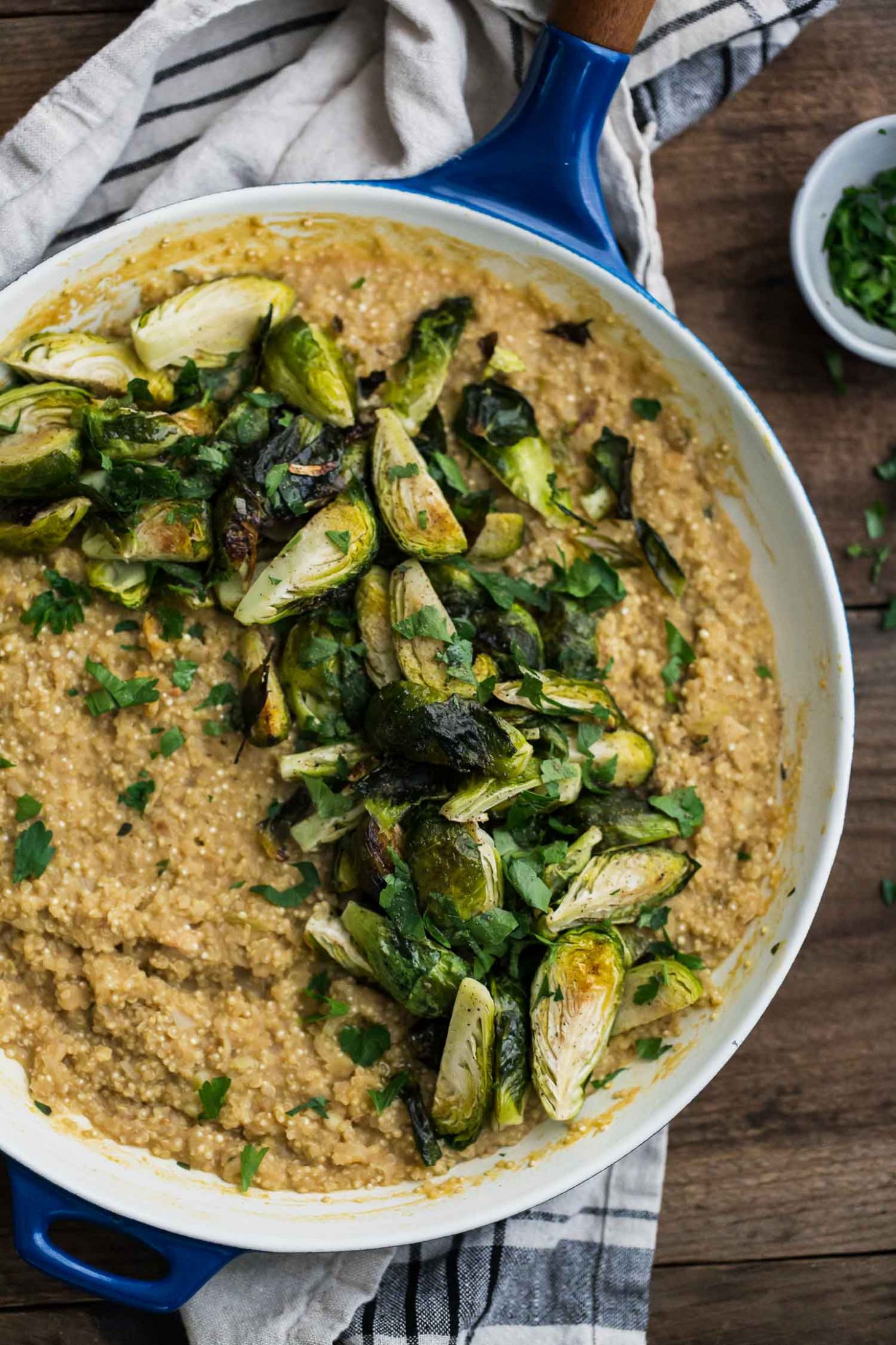 White Bean Quinoa Risotto with Roasted Brussels Sprouts from the First Mess Cookbook