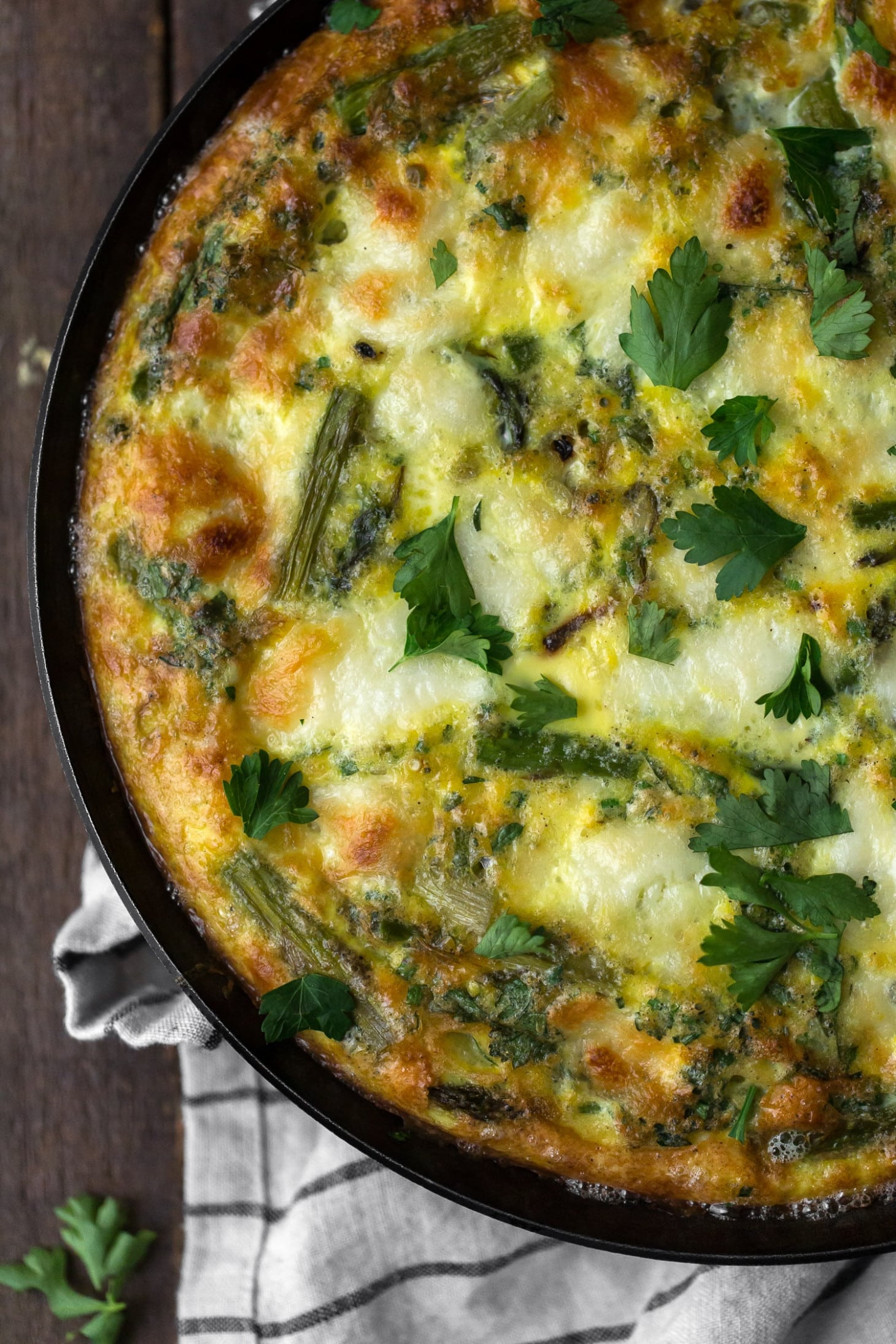 Herb Shallot Asparagus Frittata with Mozzarella | Naturally Ella