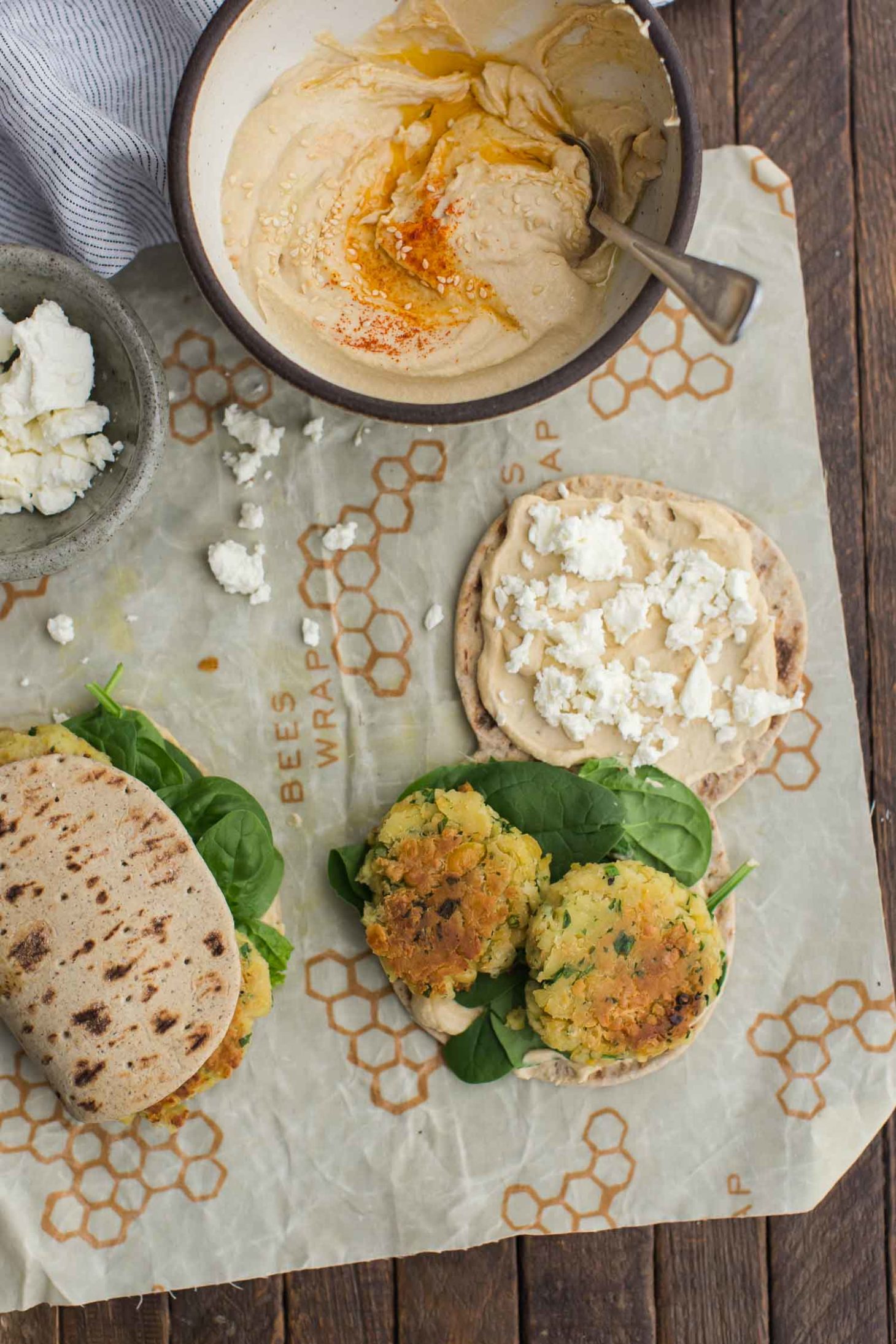 Chickpea Fritter Sandwich with Hummus and Spinach | Naturally Ella