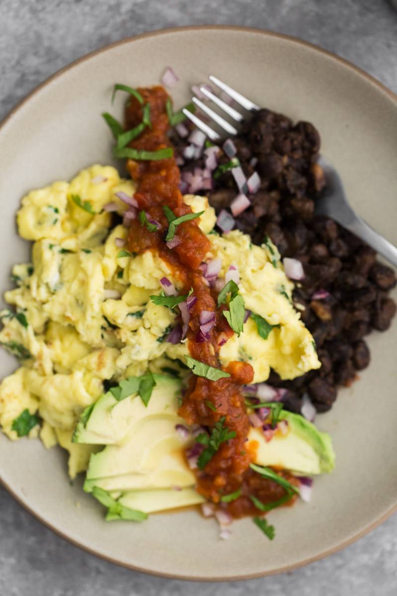 Cilantro Scramble with Spiced Black Beans