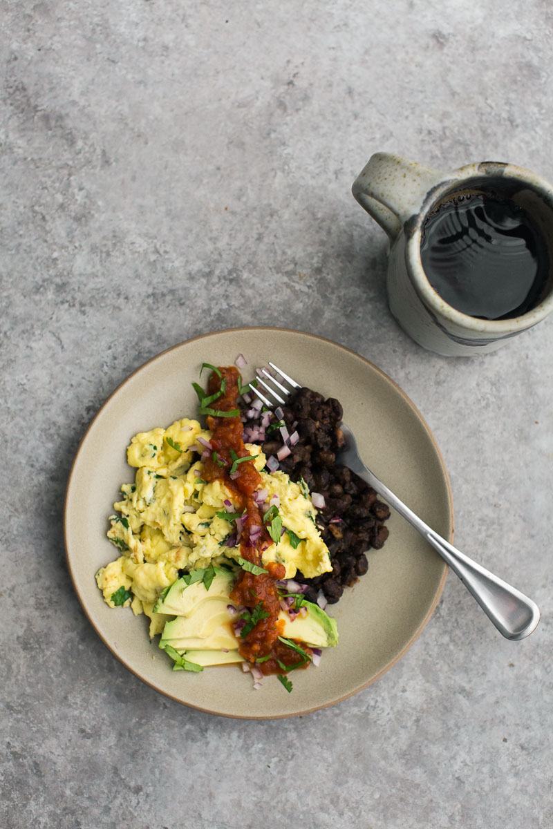 Cilantro Scramble with Spiced Black Beans and Avocado | Naturally Ella