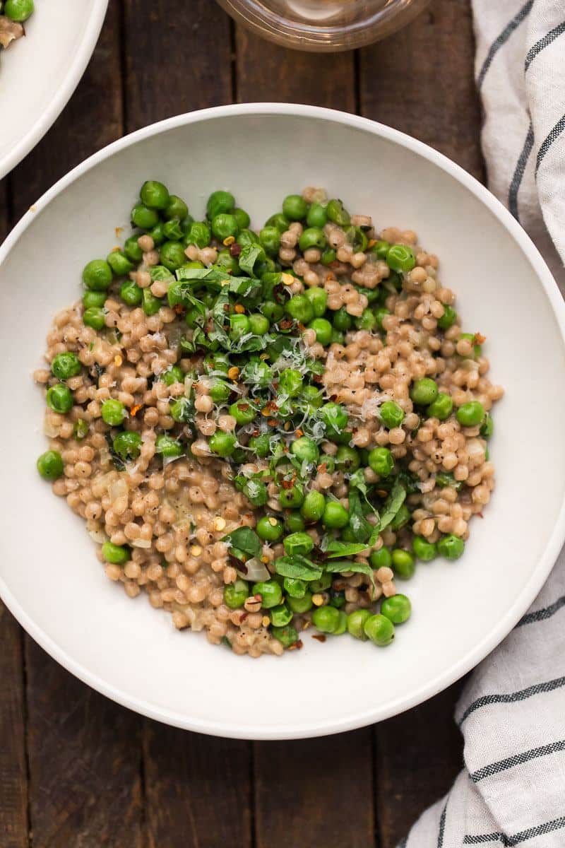 Pea Whole Wheat Couscous Risotto | Naturally Ella