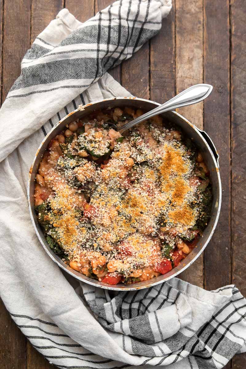 Tomato White Bean Chard Bake | Naturally Ella