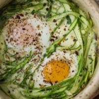 Cream Baked Eggs with Asparagus | Naturally Ella