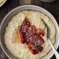Creamy Millet Porridge with Roasted Strawberries | Naturally Ella