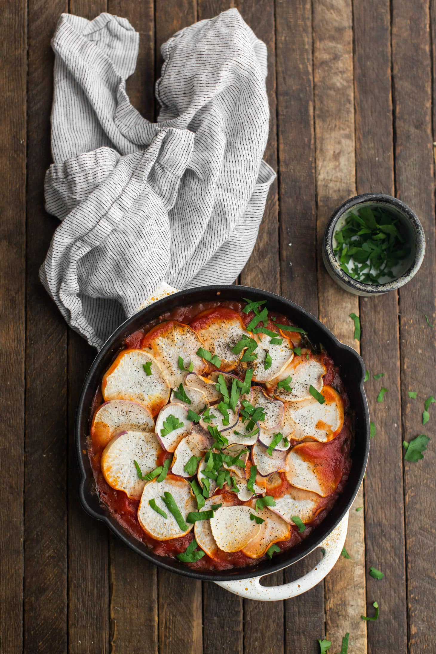 Bean Bake with Greens and Turnips