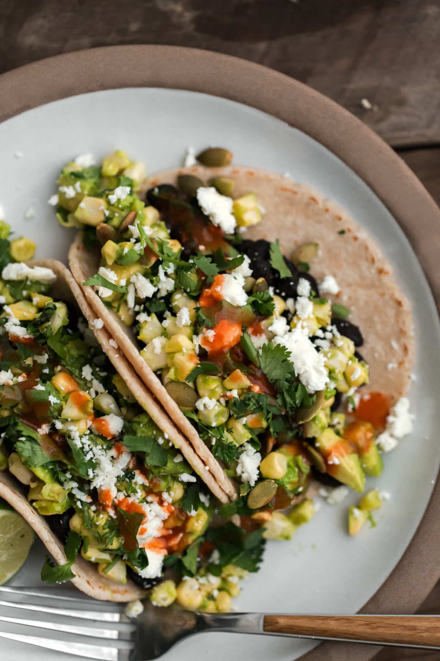 Black Bean Tacos with Sweet Corn-Avocado Salad | Naturally Ella