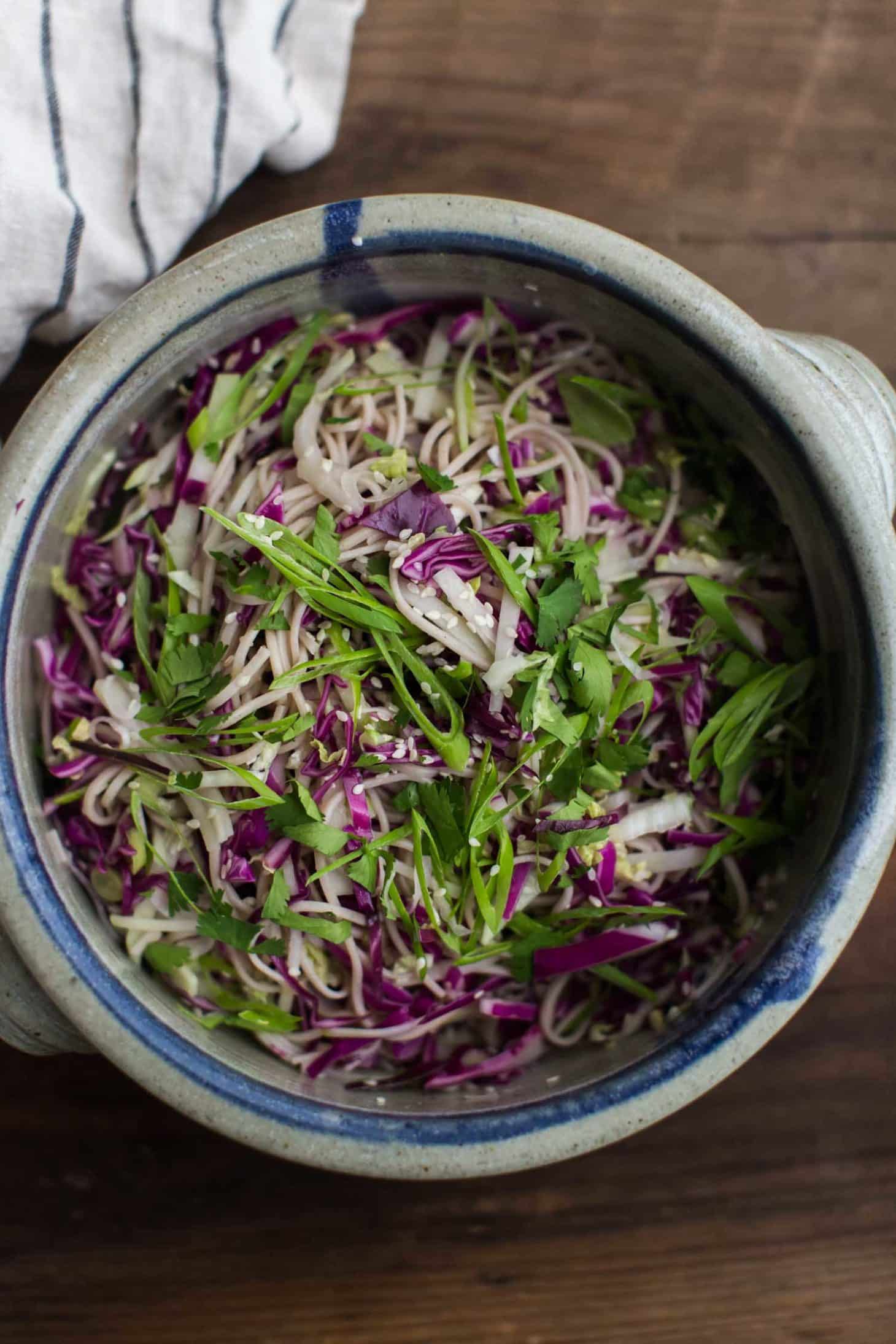 Soba Noodle Salad with Cabbage and Kohlrabi