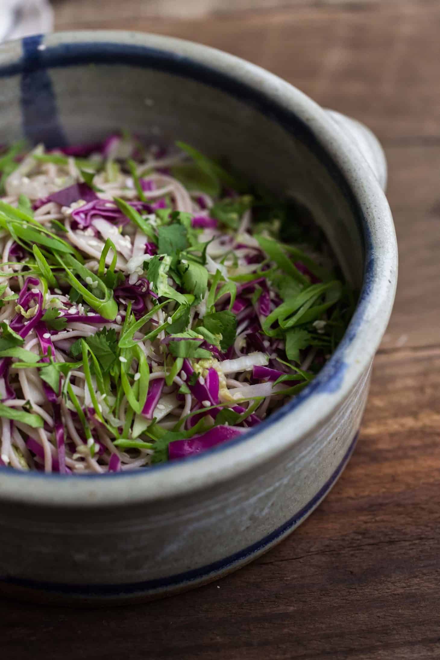 Cold Soba Noodle Salad with Cabbage, Ginger, and Kohlrabi | Naturally Ella