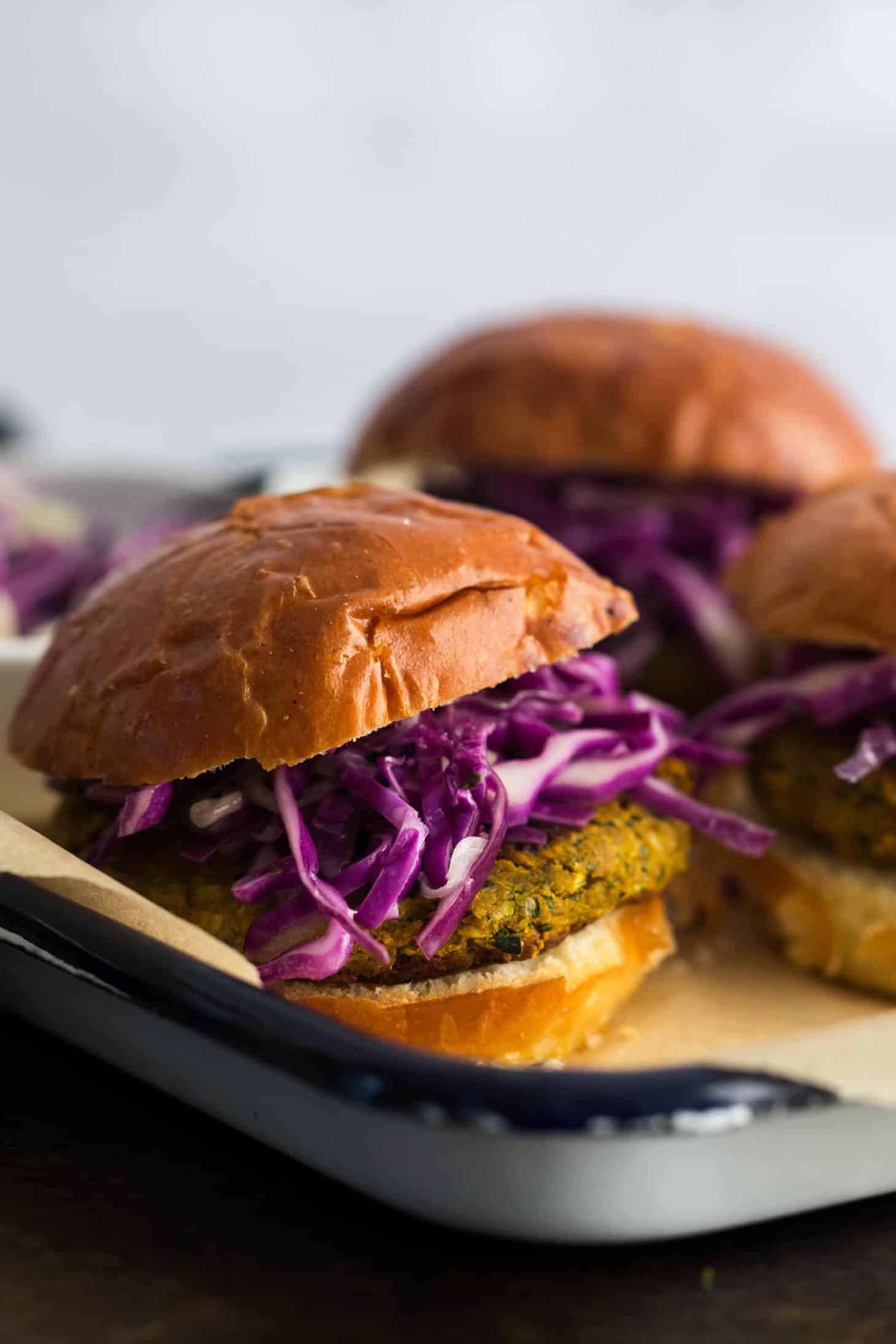 Curry Chickpea Burgers with Coconut Slaw | Naturally Ella