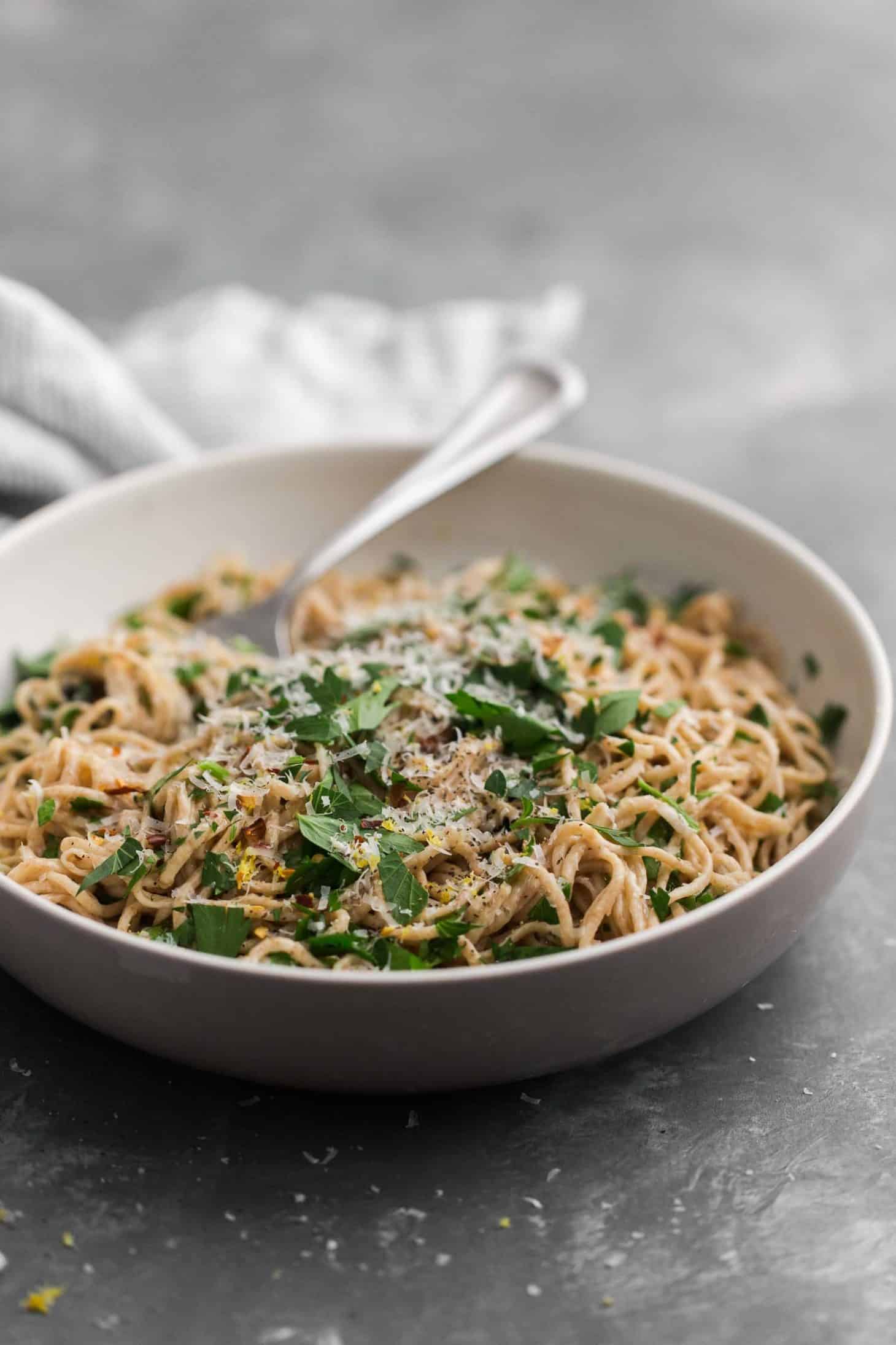 Spaghetti with Parsley and Garlic Oil from Eat this Poem