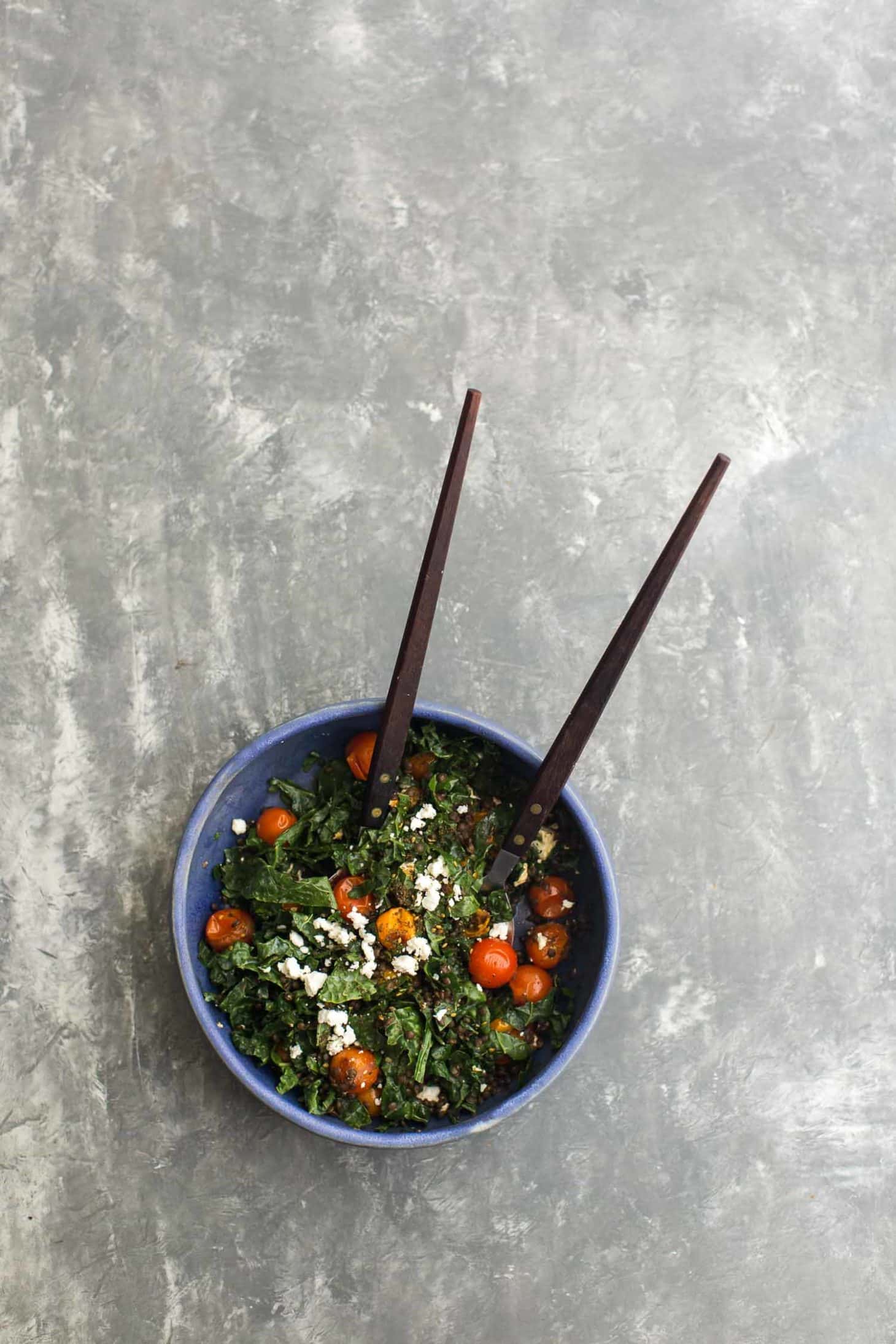 Za’atar Roasted Tomato Salad with Black Lentils and Kale | Naturally Ella