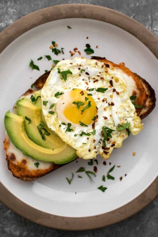 Romesco Toast with Avocado and Fried Egg | Naturally Ella