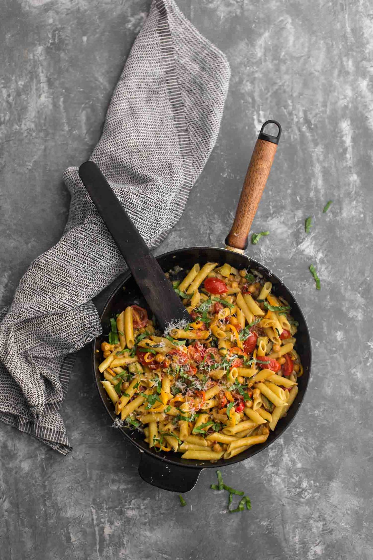 Summer Vegetable Pasta with Chickpeas and Parmesan | Naturally Ella