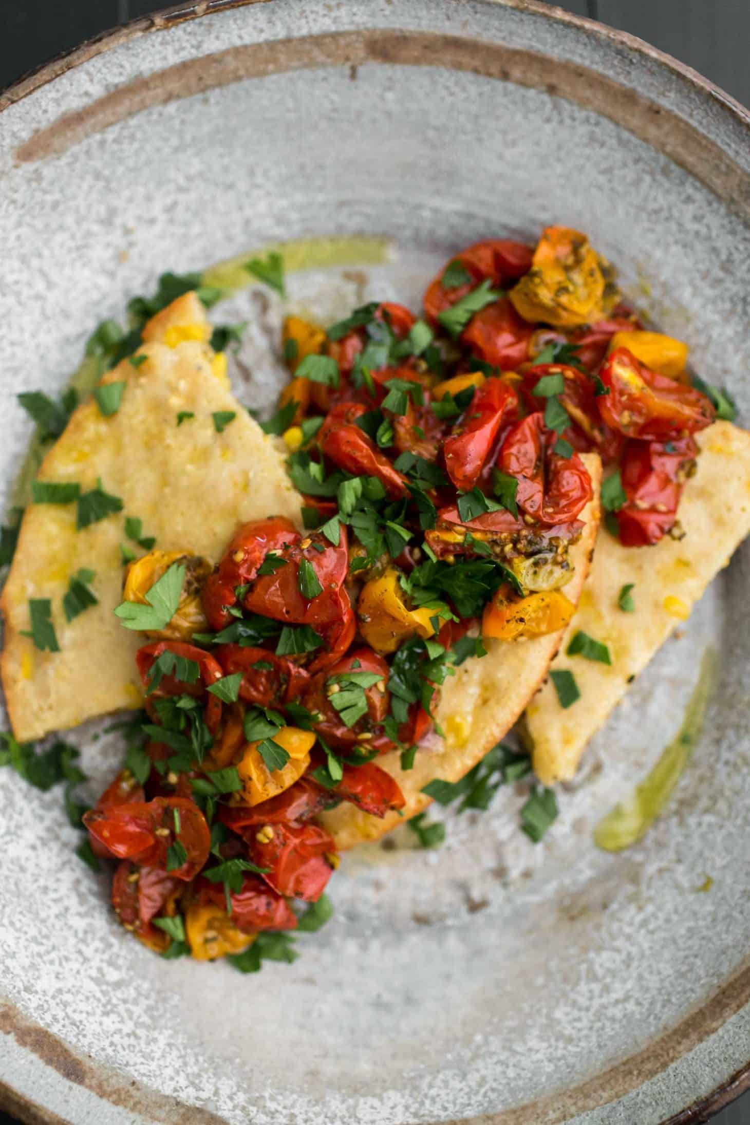 Za'atar Tomatoes with Sweet Corn Bread