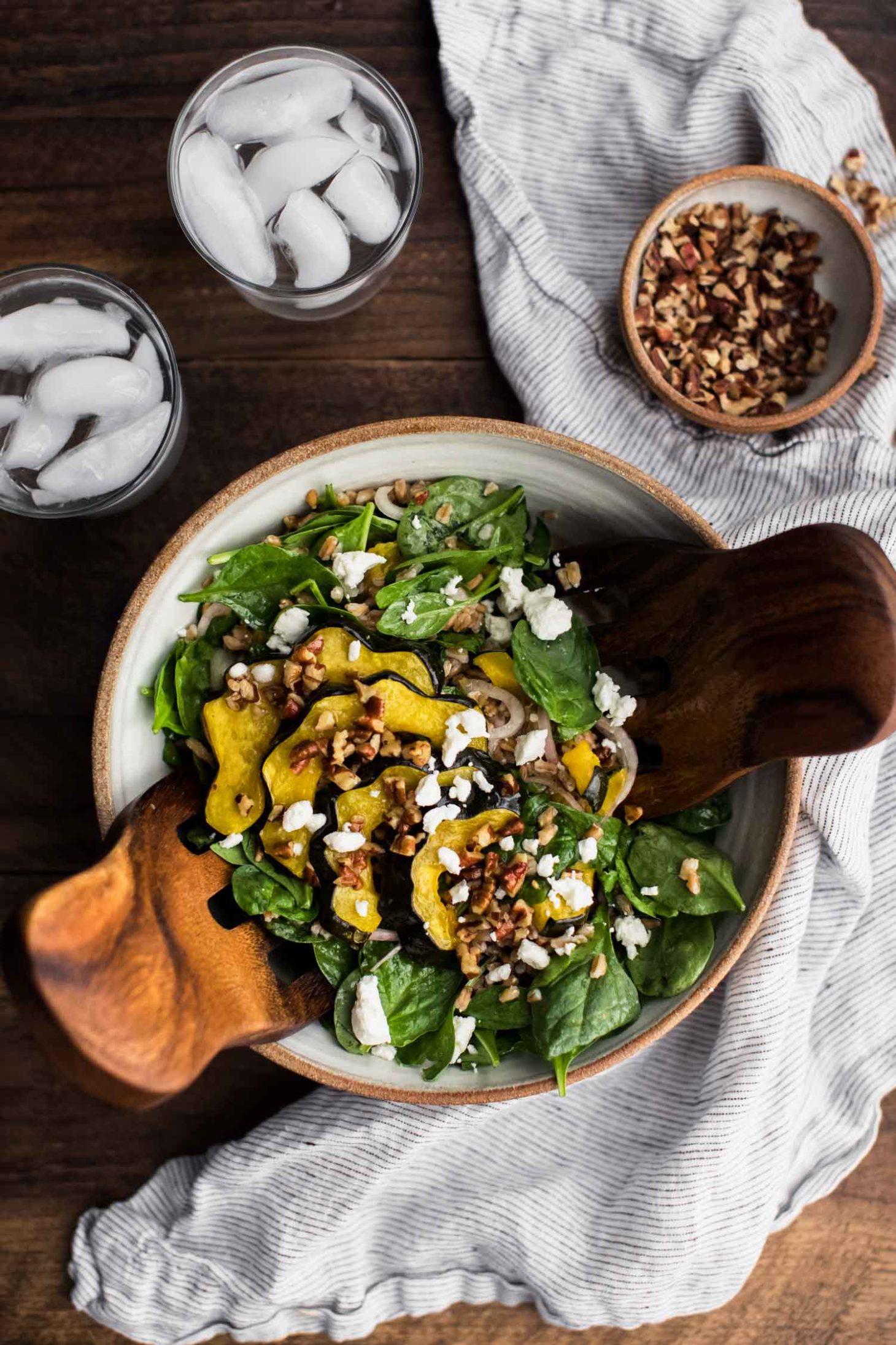 Roasted Acorn Squash Salad with Pecan Vinaigrette and Goat Cheese | Naturally Ella