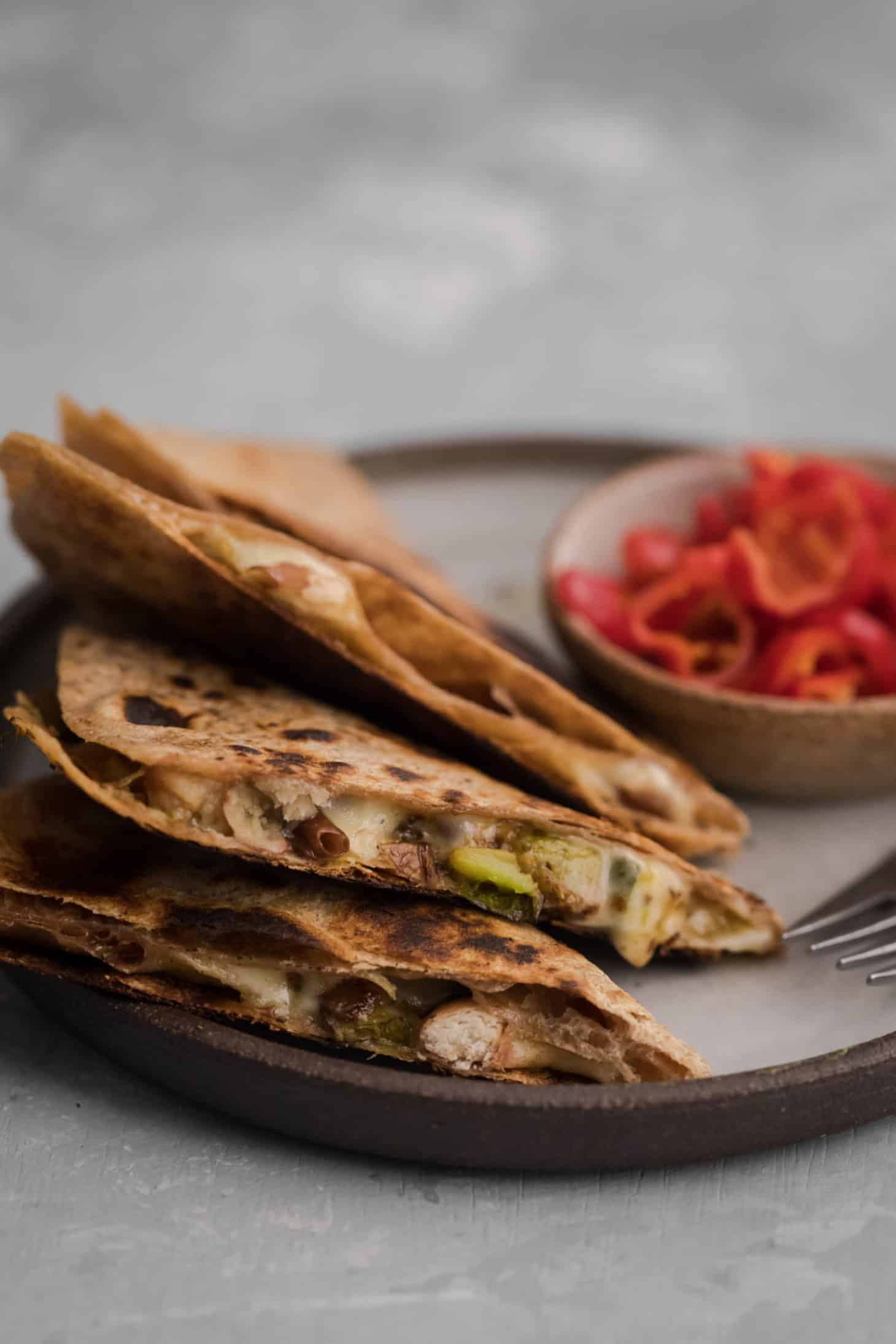 Pinto Bean Quesadilla with Spiced Zucchini