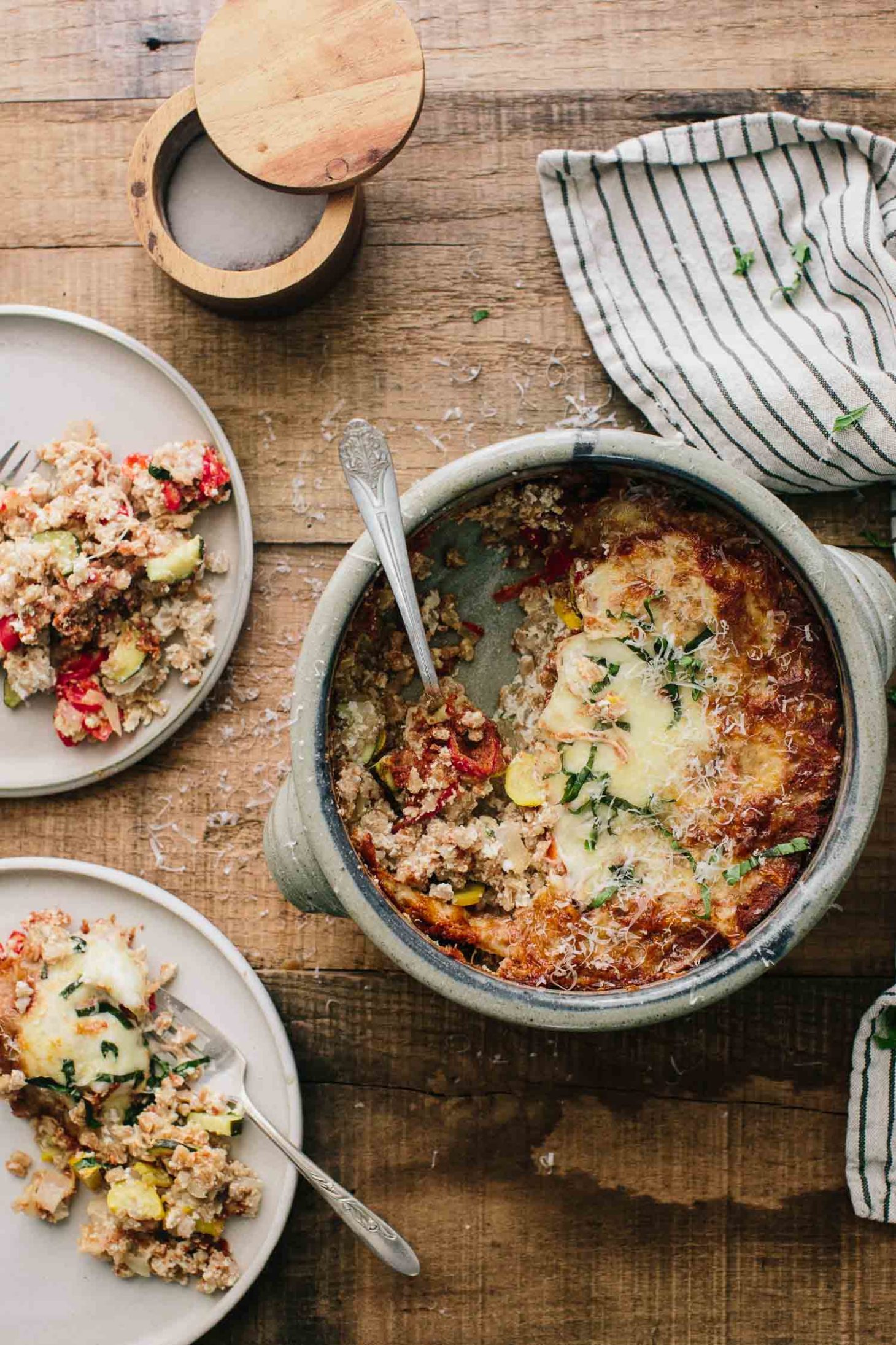 Farro Zucchini Bake with Summer Zucchini, Peppers, and Ricotta | Naturally Ella