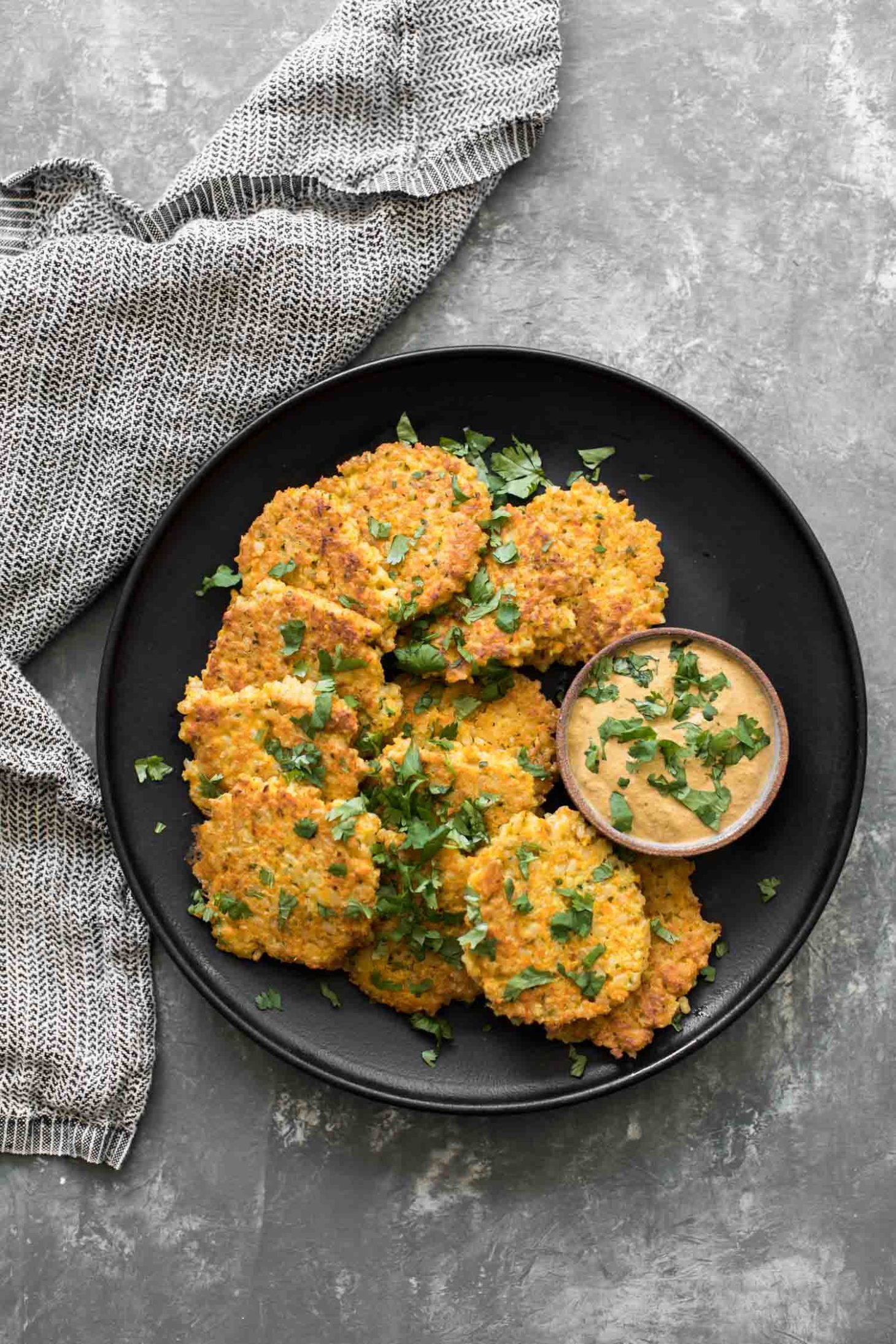 Carrot Fritters with Chipotle Sunflower Sauce | Naturally Ella