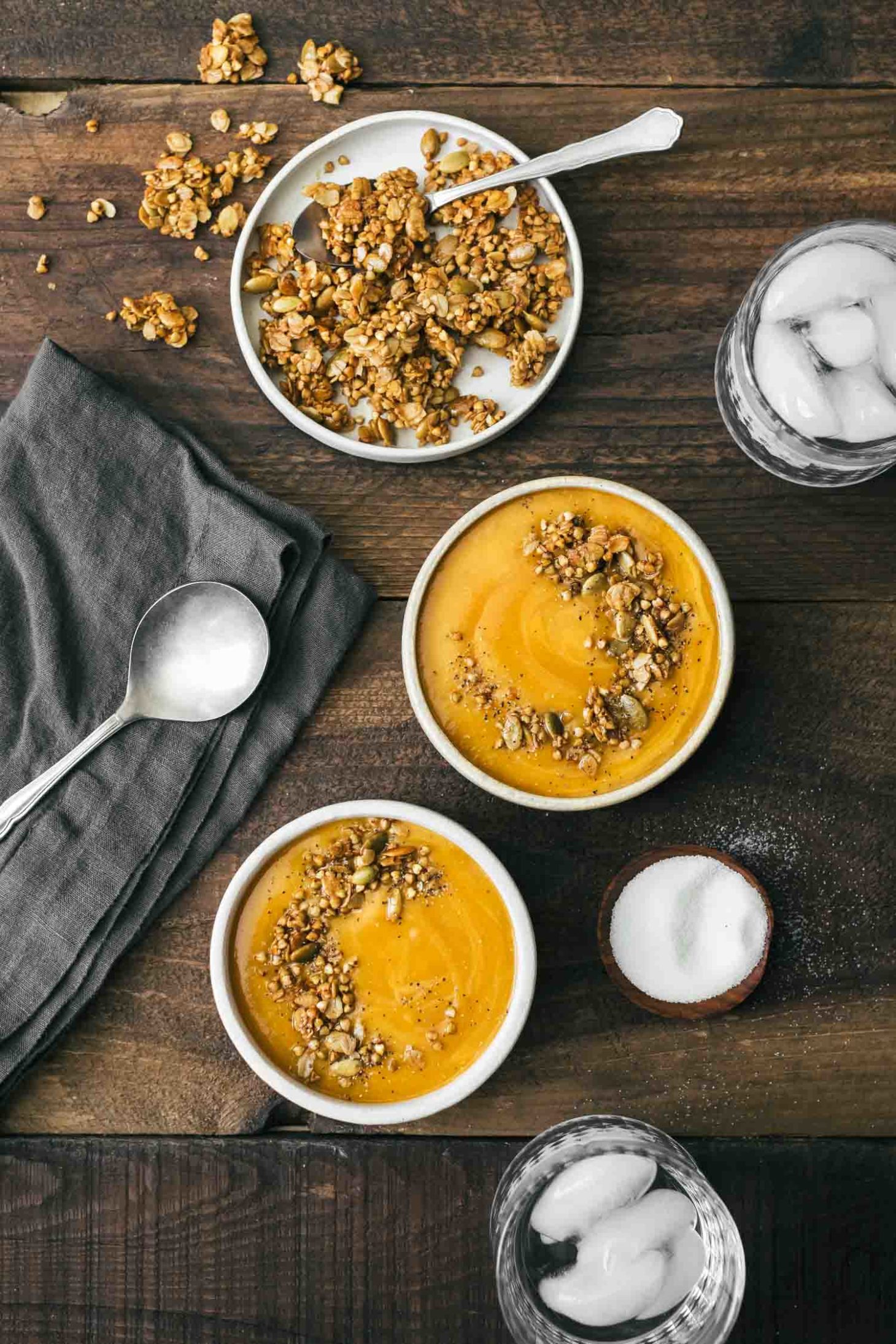 Coriander Sweet Potato Soup with Crispy Buckwheat Granola | Naturally Ella