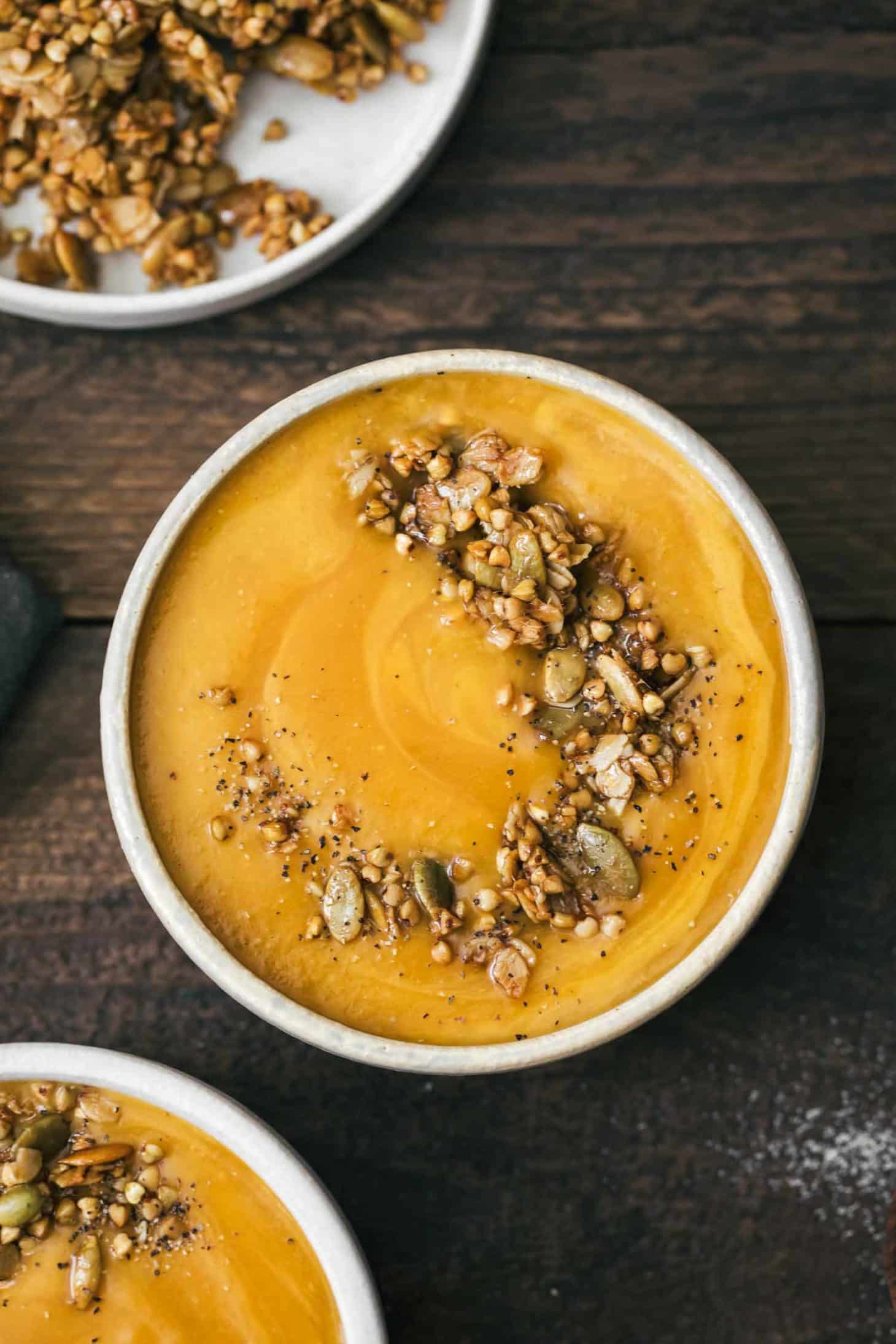 Coriander Sweet Potato Soup with Buckwheat Granola | Naturally Ella