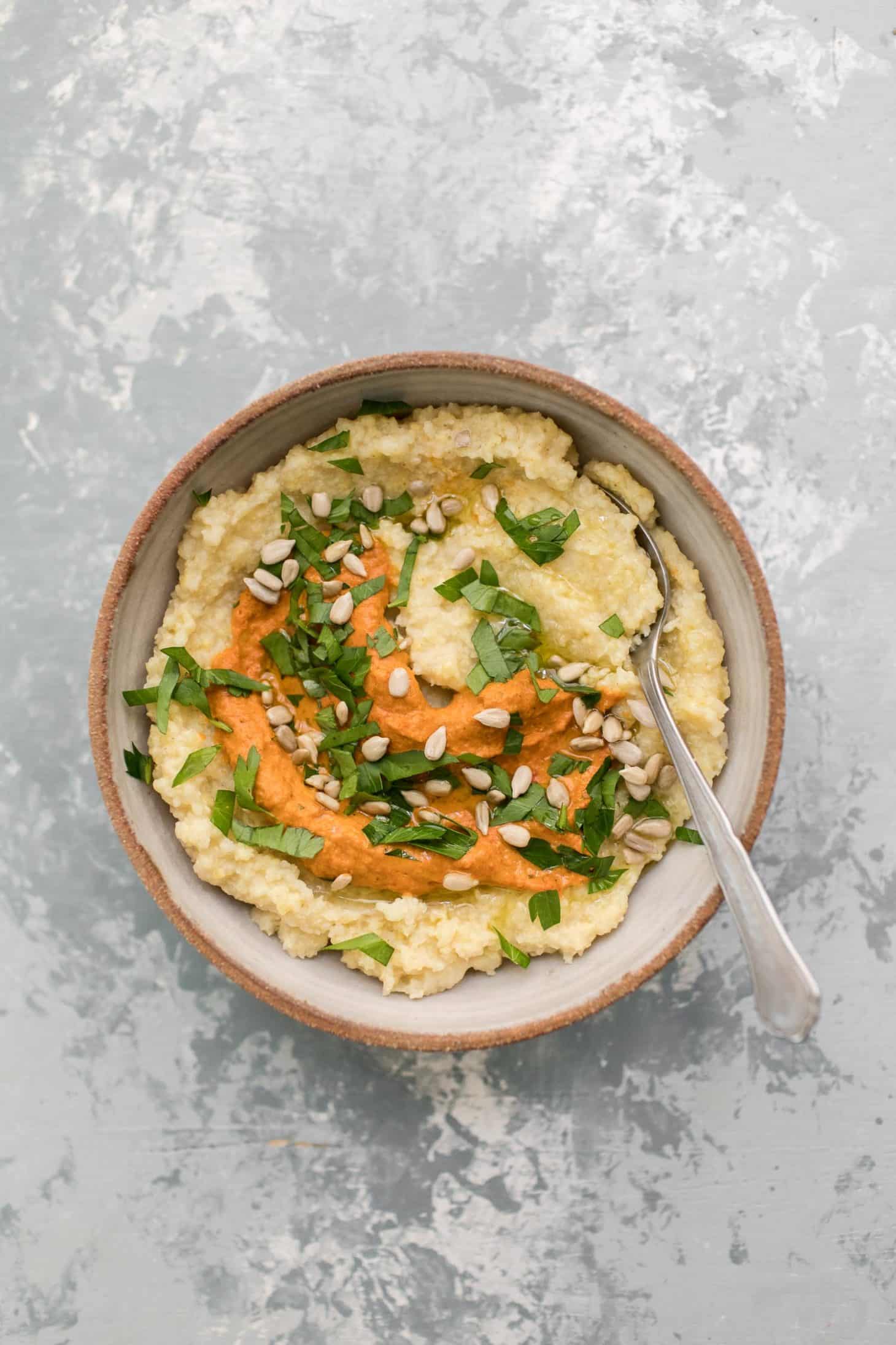 Millet Polenta with Romesco with Sunflower Seeds | Naturally Ella