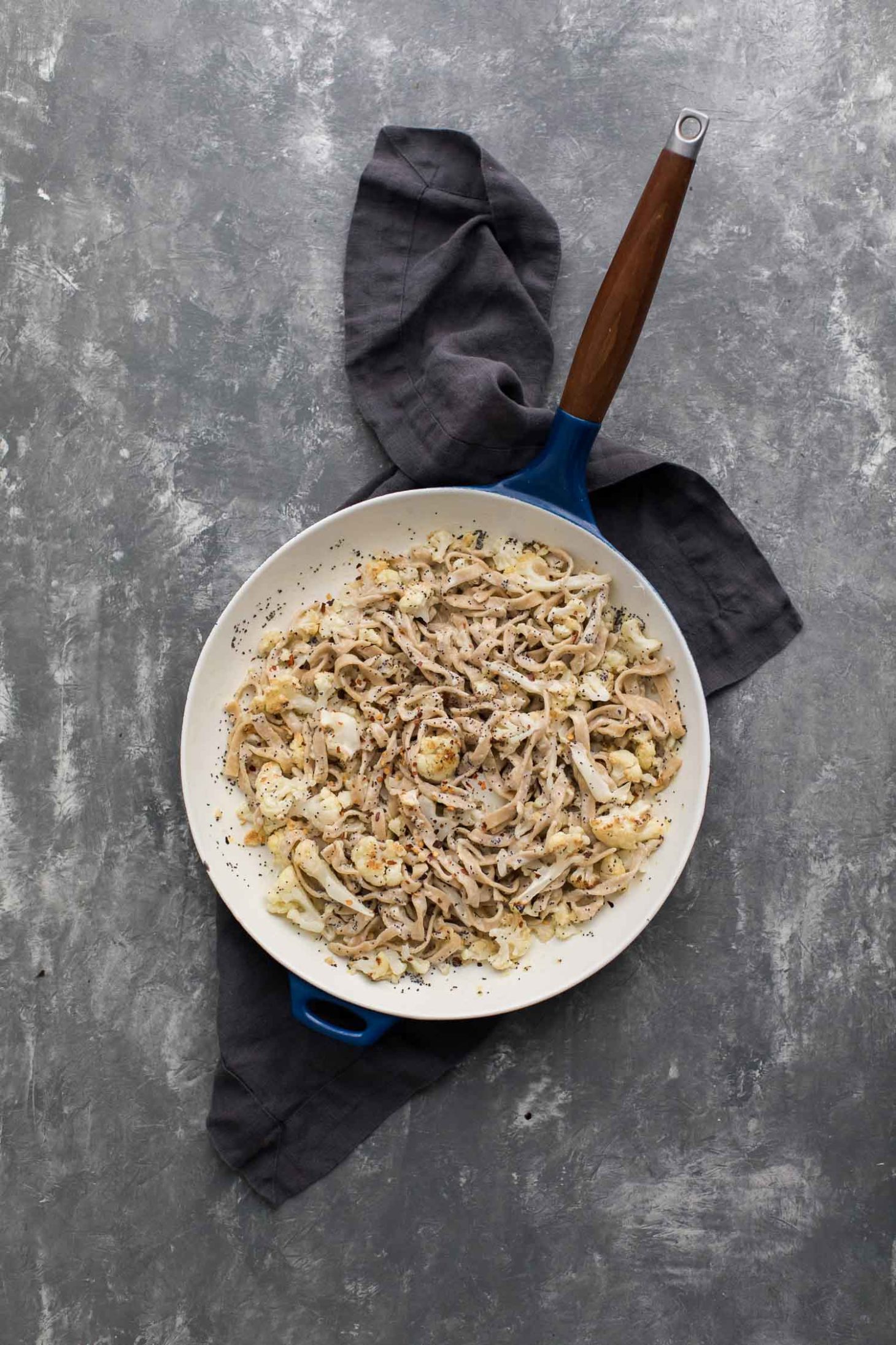 Roasted Cauliflower Pasta with Poppy Seed Cream Sauce