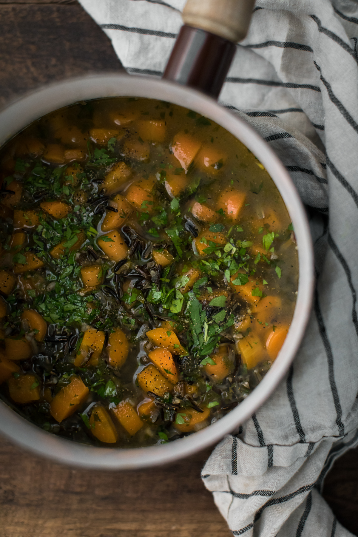 Wild Rice Soup with Carrots and Parsley
