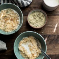 Brown Rice Porridge with Cream and Hemp Seeds | Naturally Ella