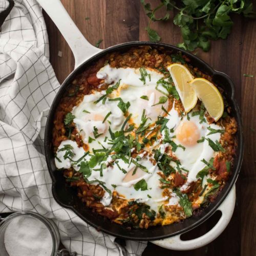 Farro Skillet with Ras El Hanout and Spinach | Naturally Ella